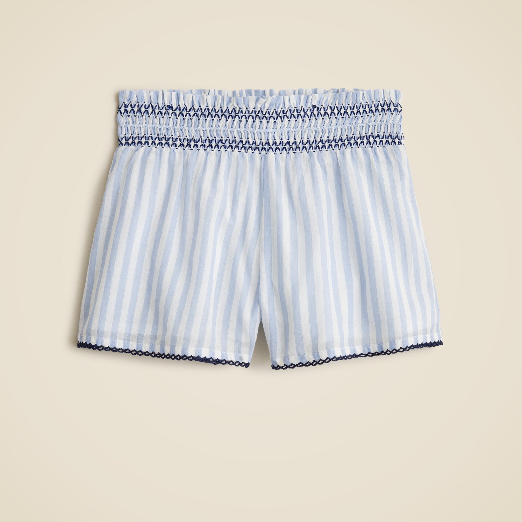 girls Girls' smocked short in cotton voile stripe