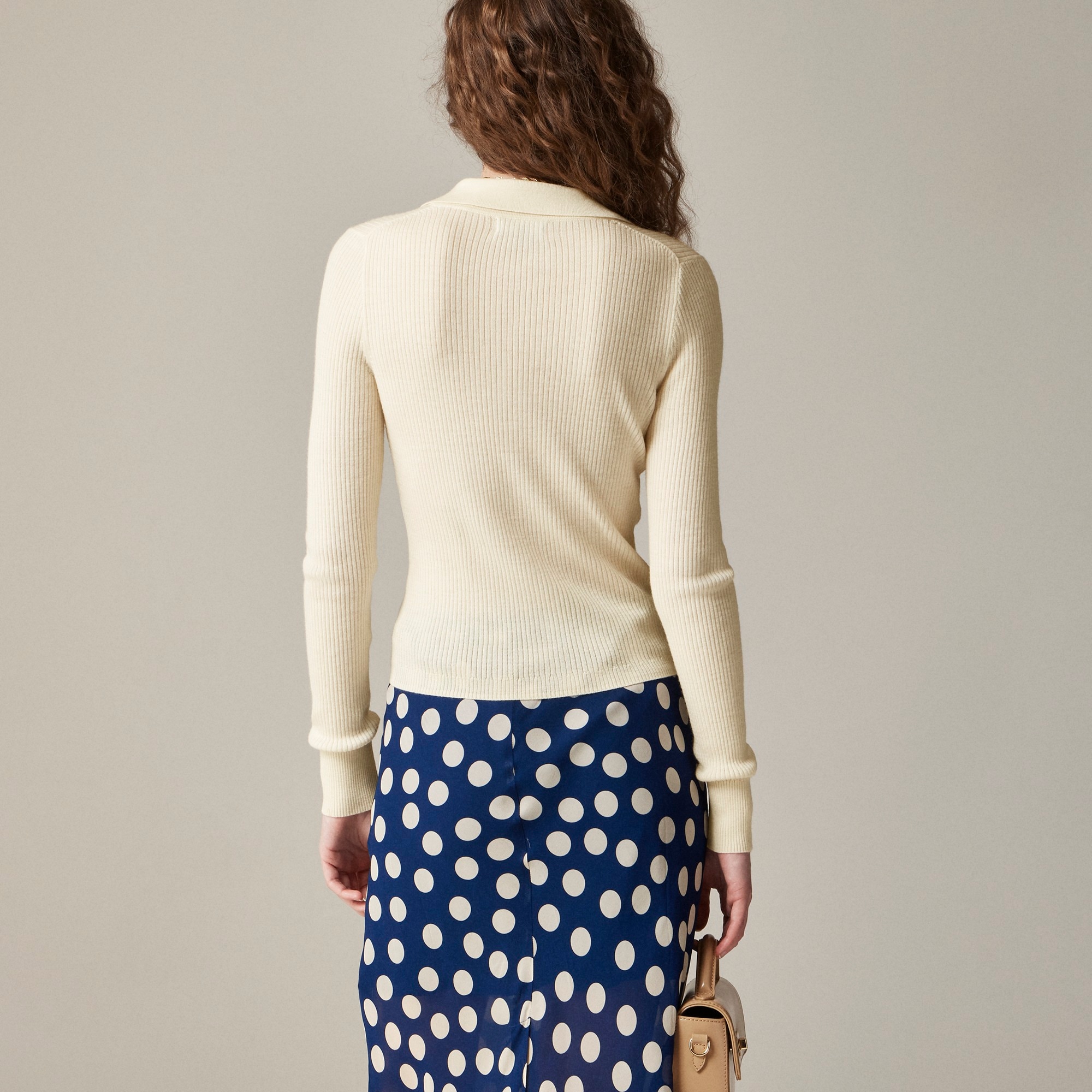 Collared button-up sweater in merino wool blend