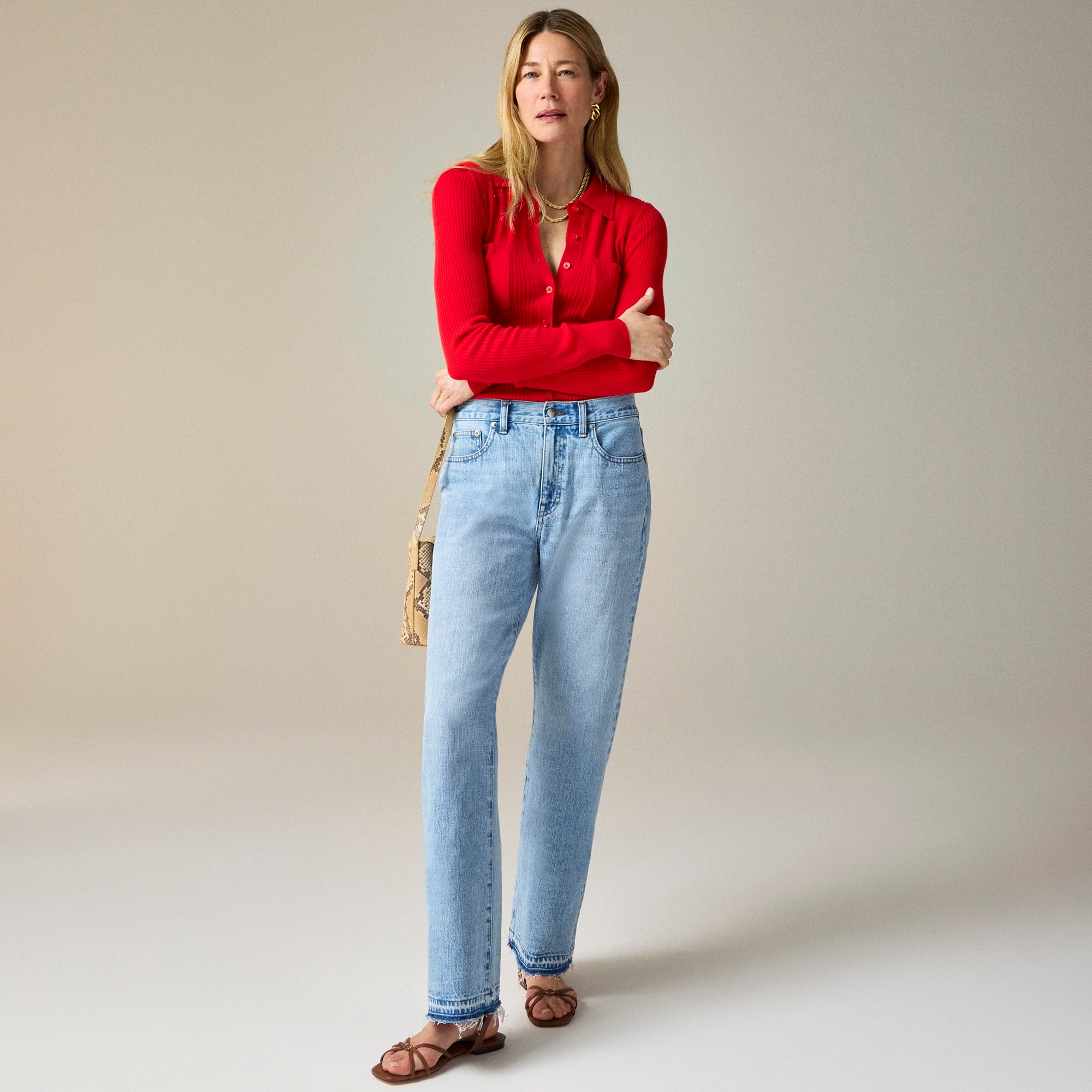womens Collared button-up sweater in merino wool blend