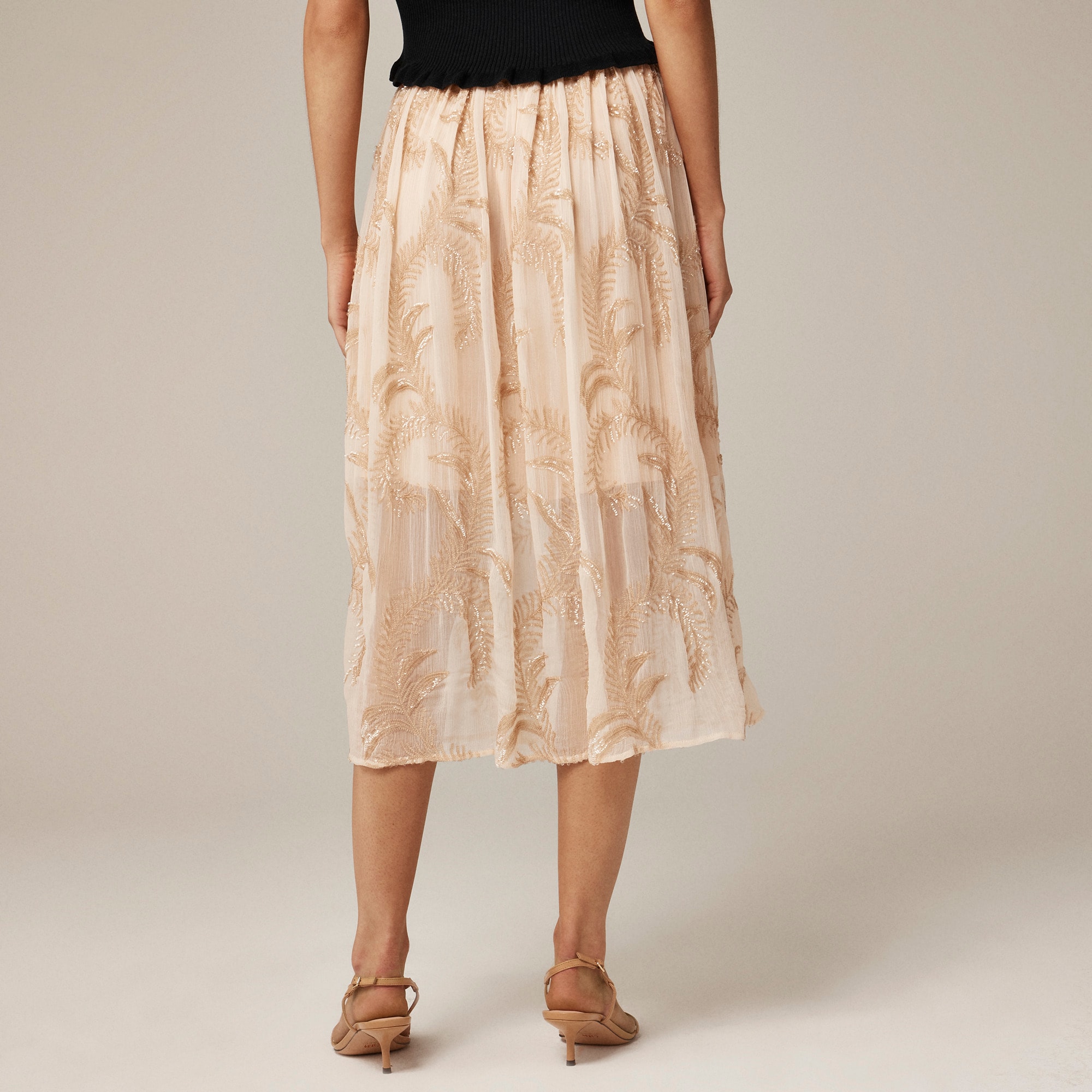 Collection beaded skirt in crinkle chiffon