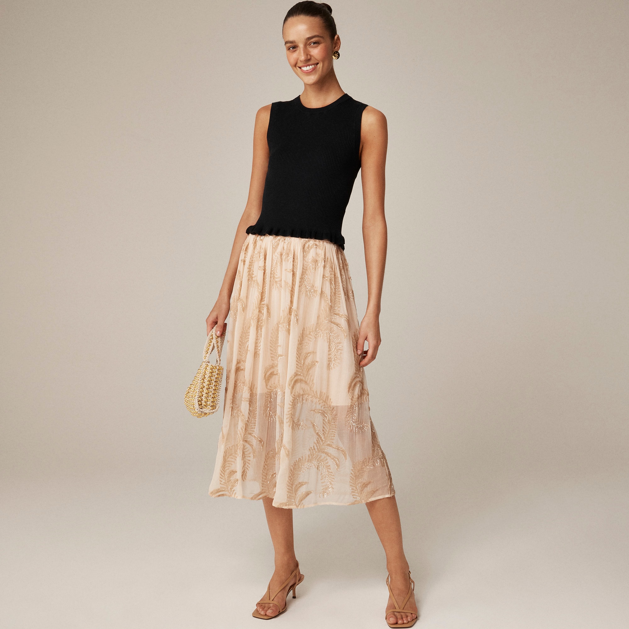 Collection Beaded Skirt In Crinkle Chiffon For Women | J.Crew