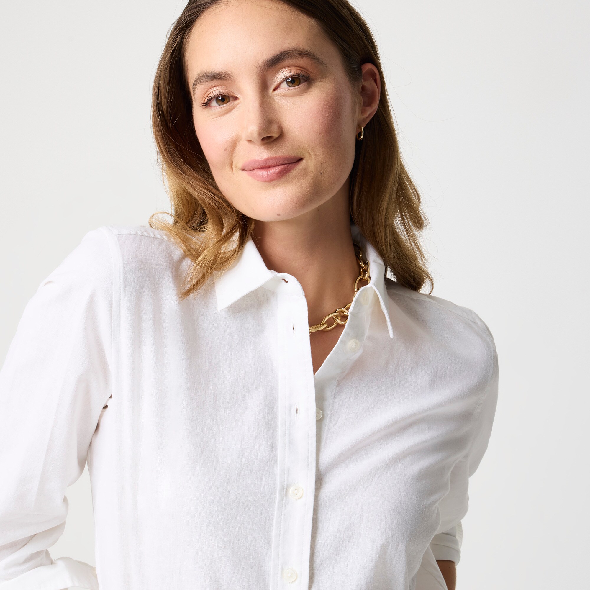 Linen-blend button-up shirt