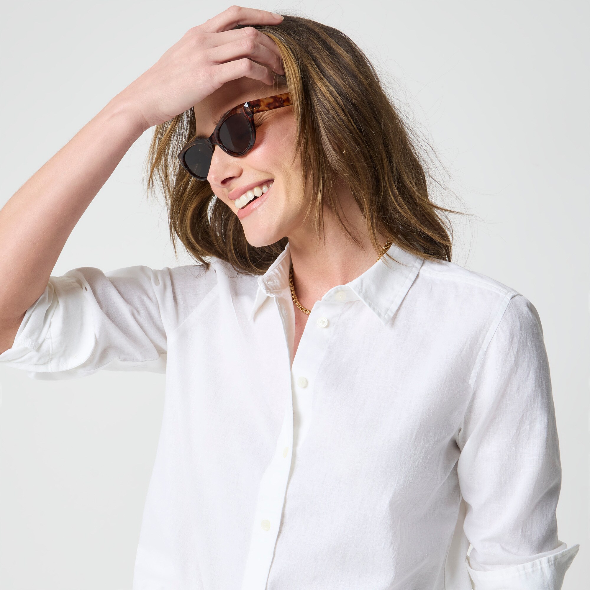 Linen-blend button-up shirt