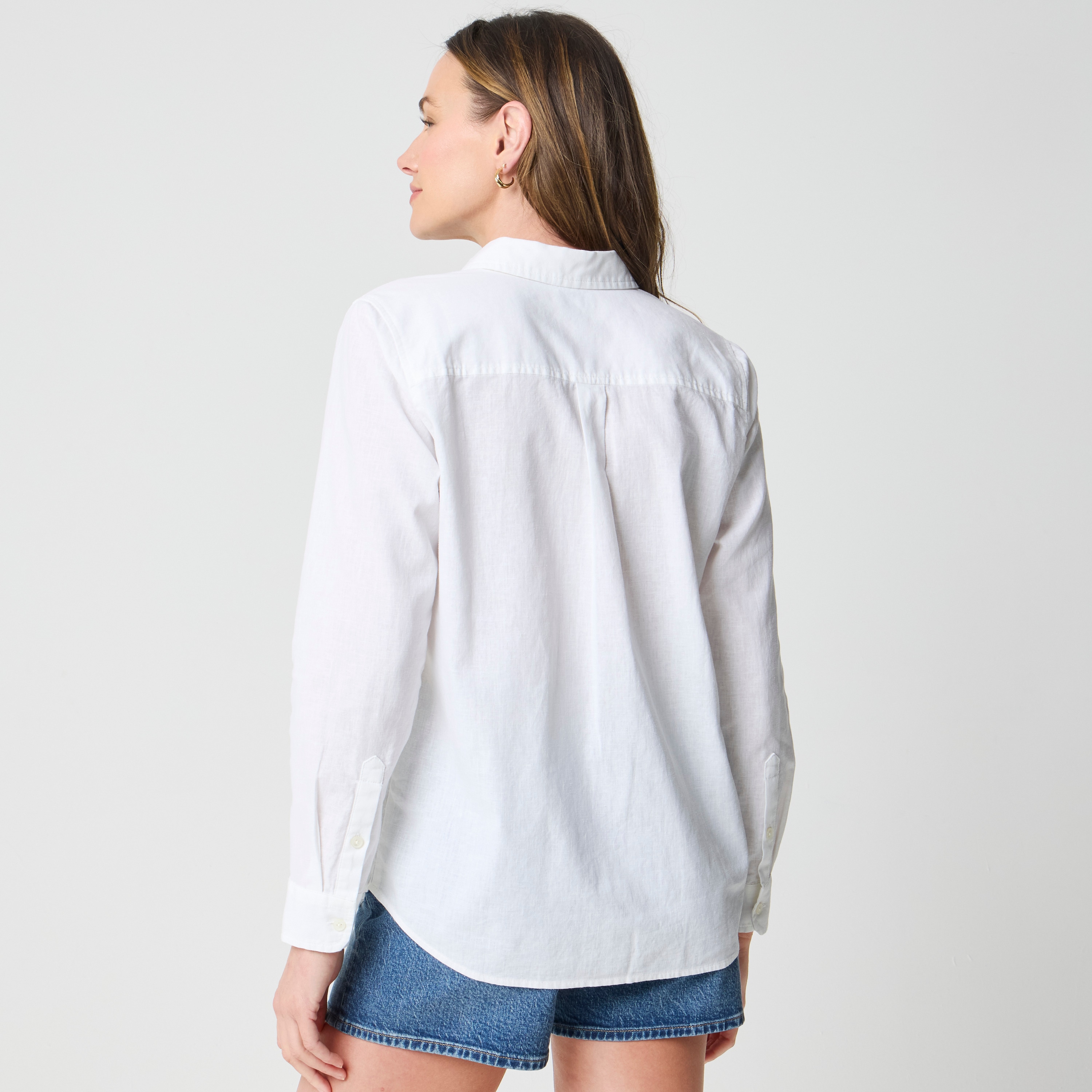 Linen-blend button-up shirt