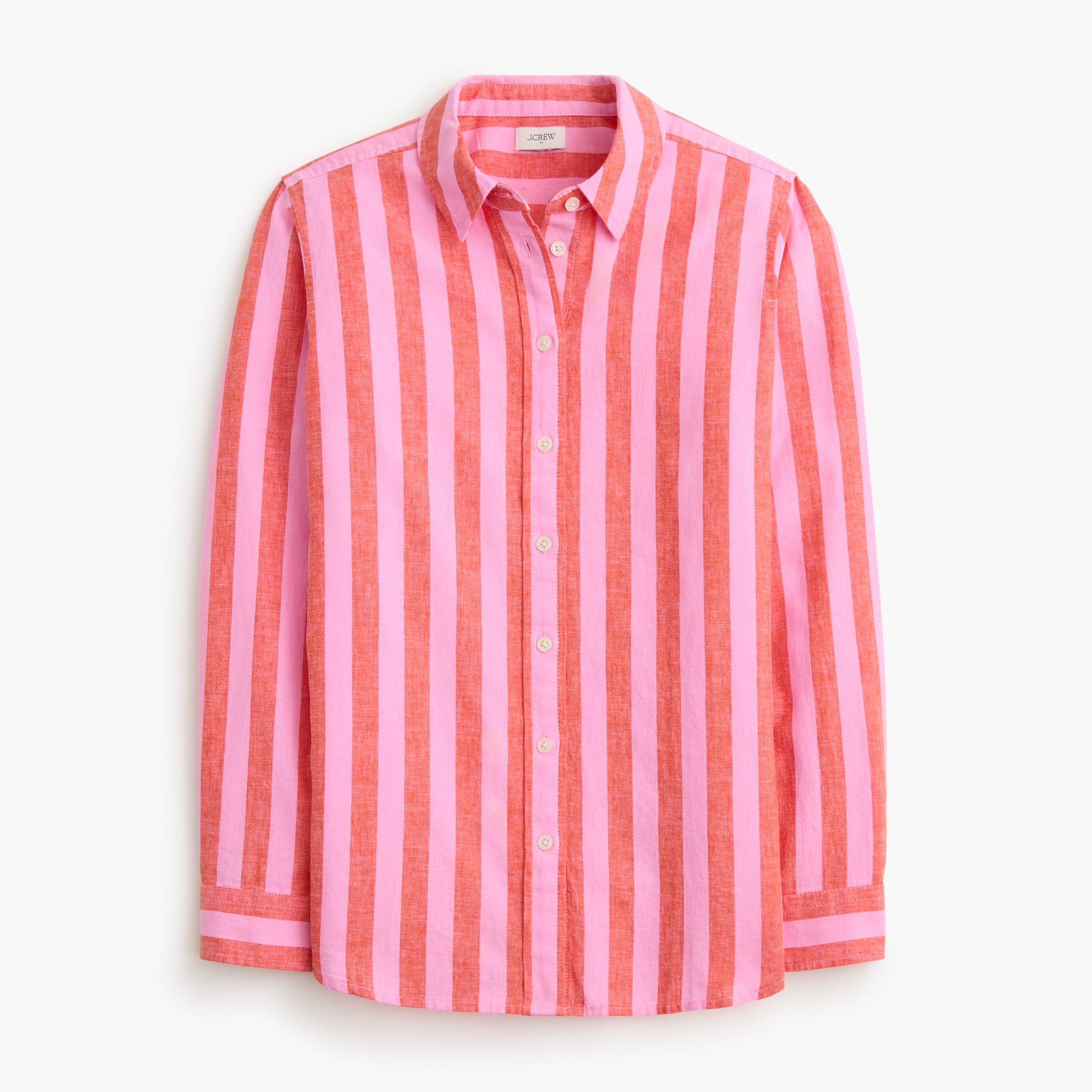 Striped linen-blend button-up shirt