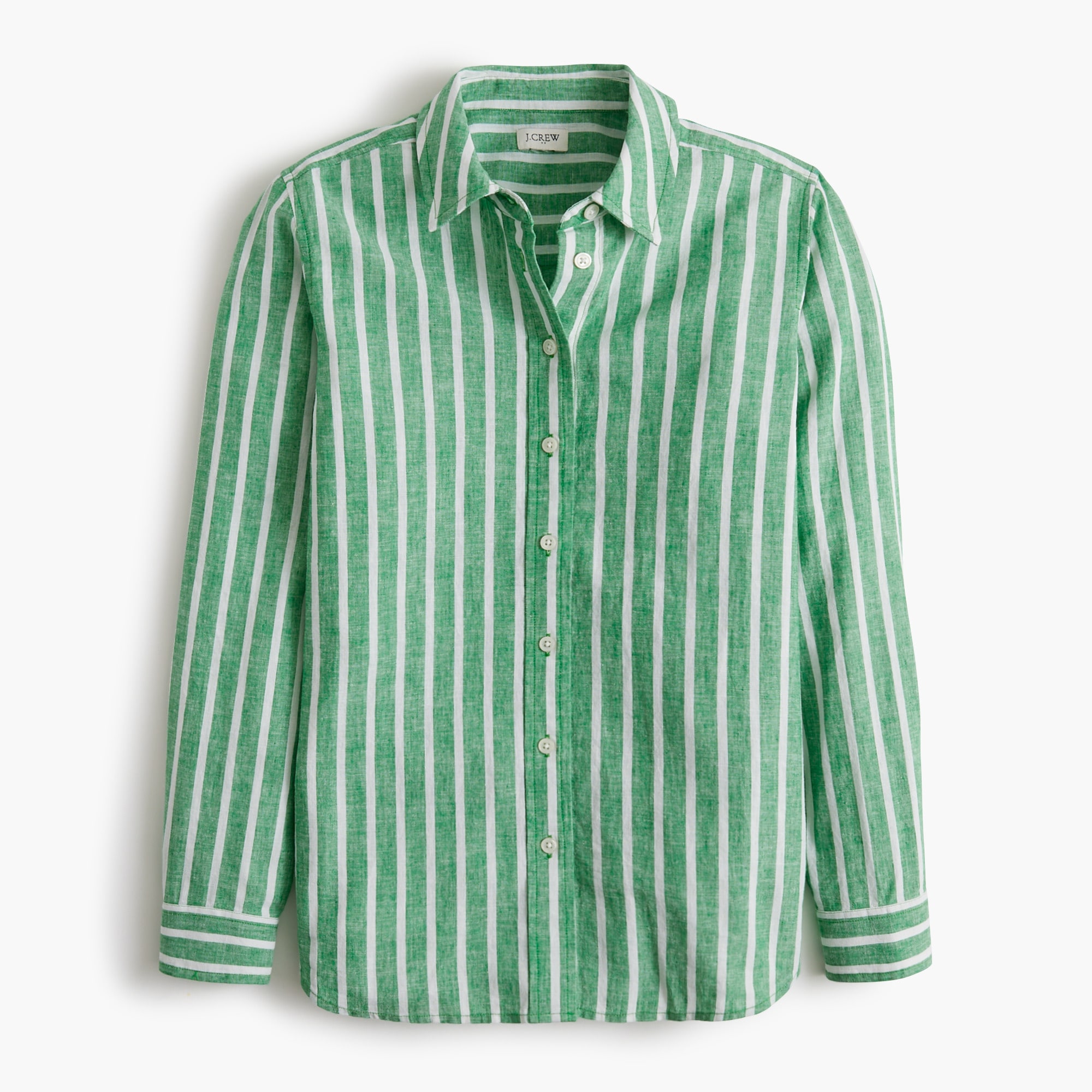 womens Striped linen-blend button-up shirt