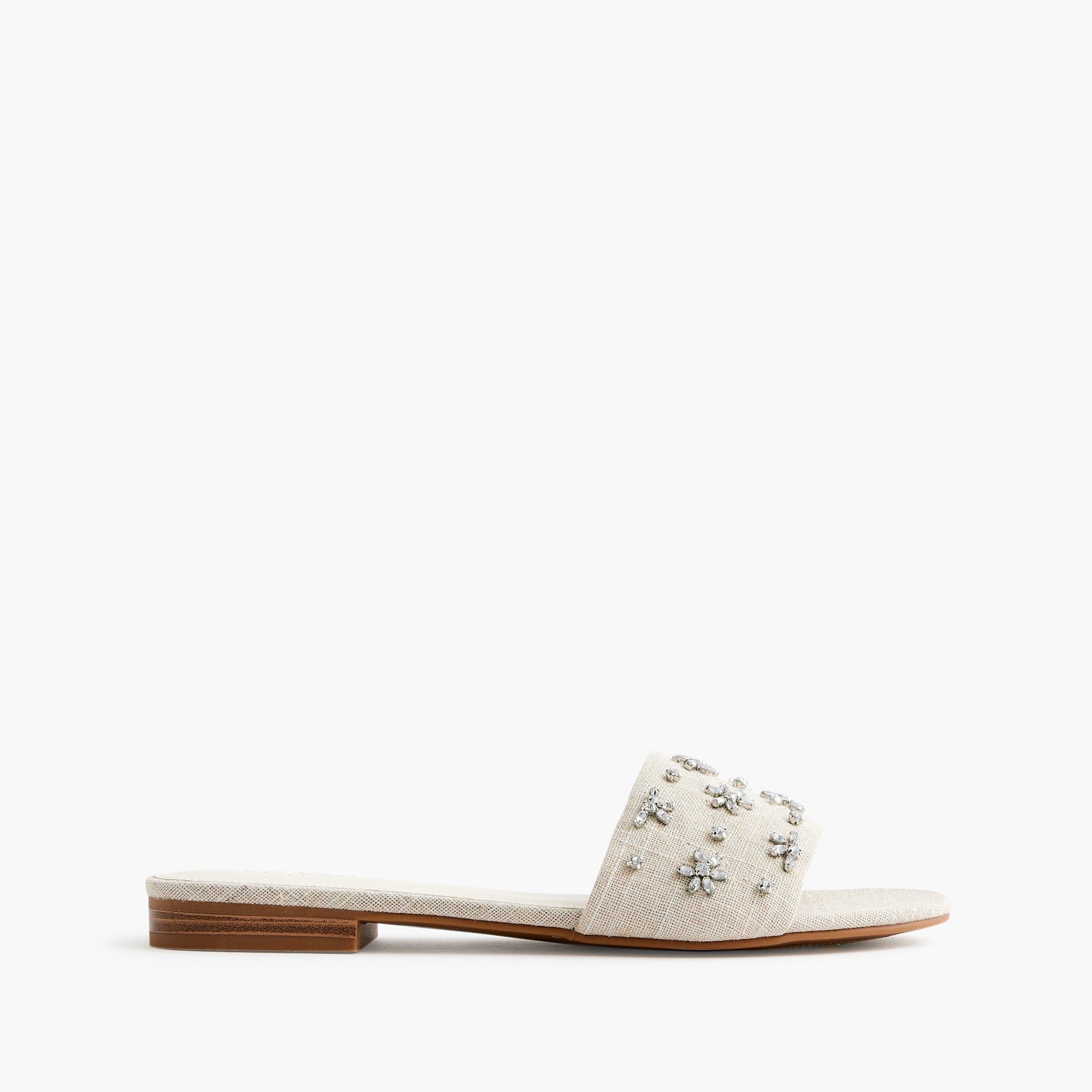 Embellished canvas slide sandals