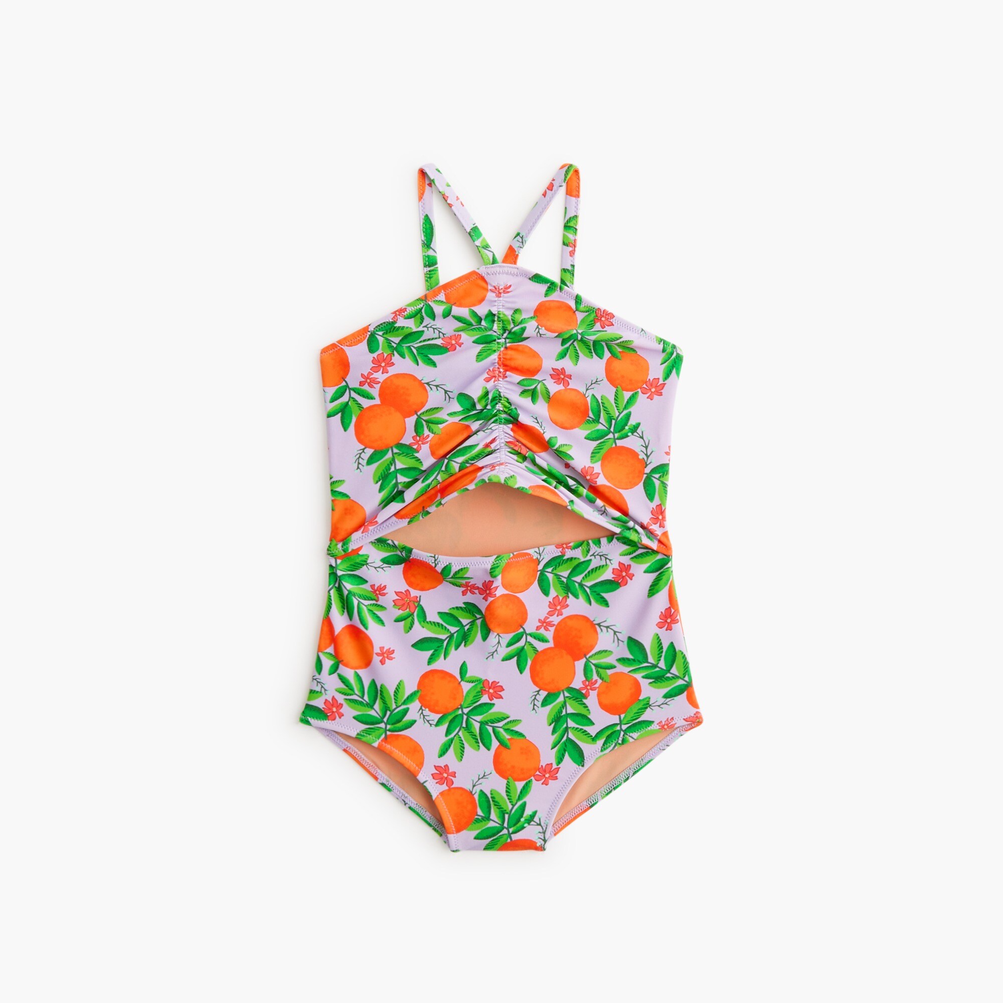 girls' printed oranges one-piece swimsuit for girls