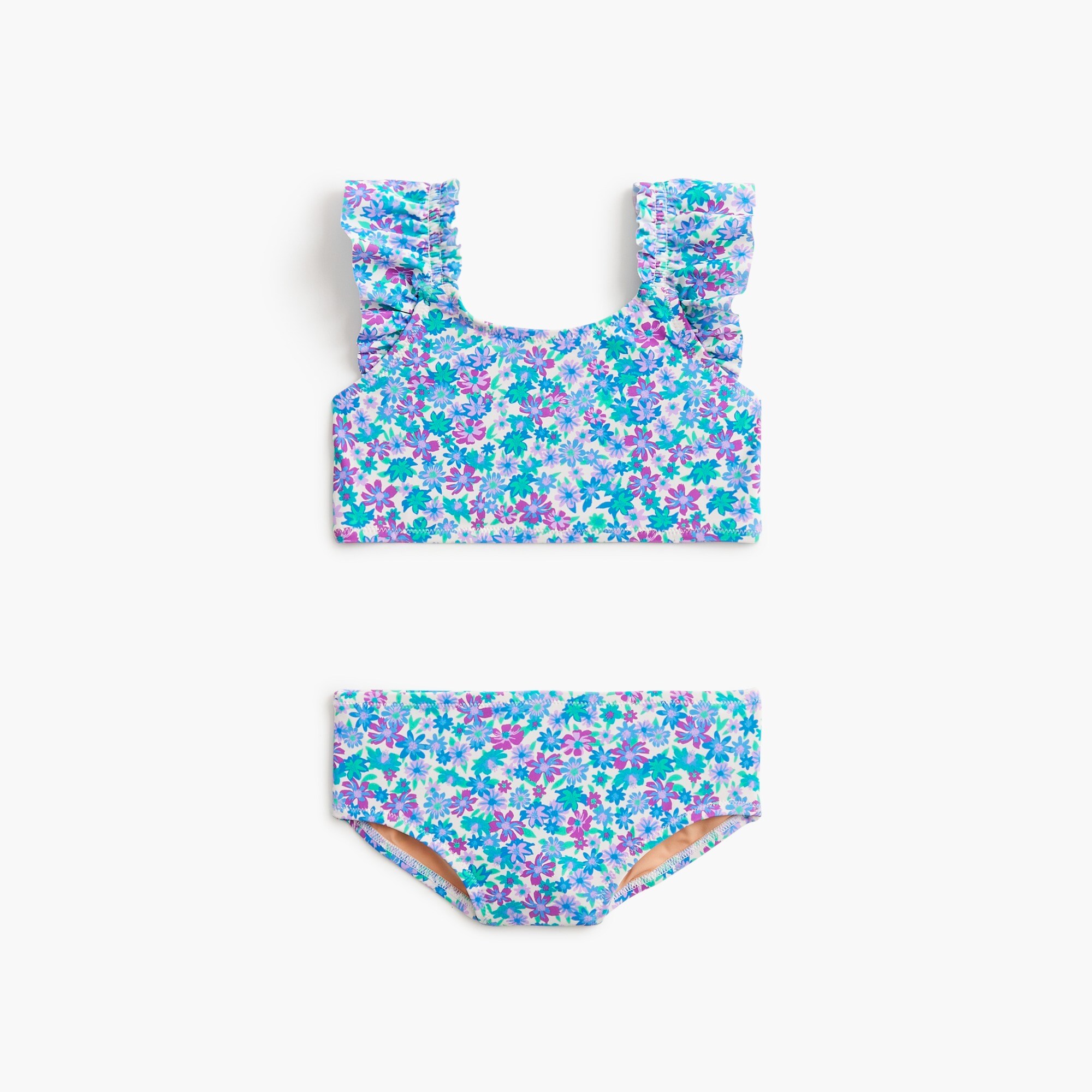girls' floral ruffle bikini set for girls