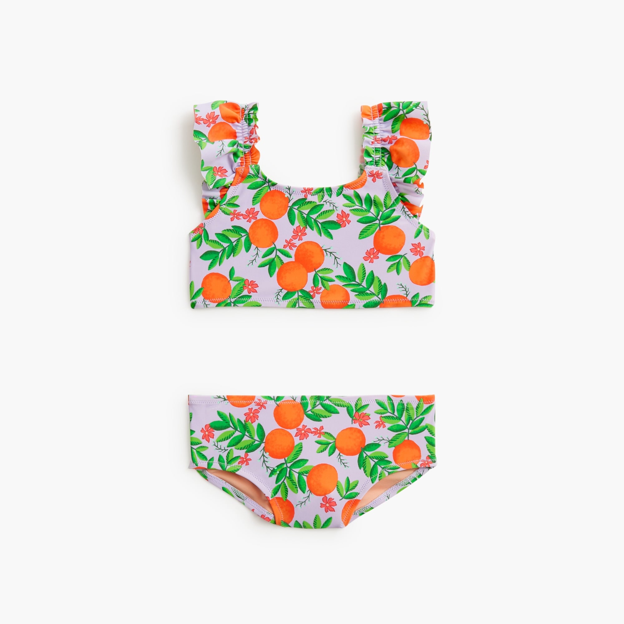  Girls' printed oranges ruffle bikini set
