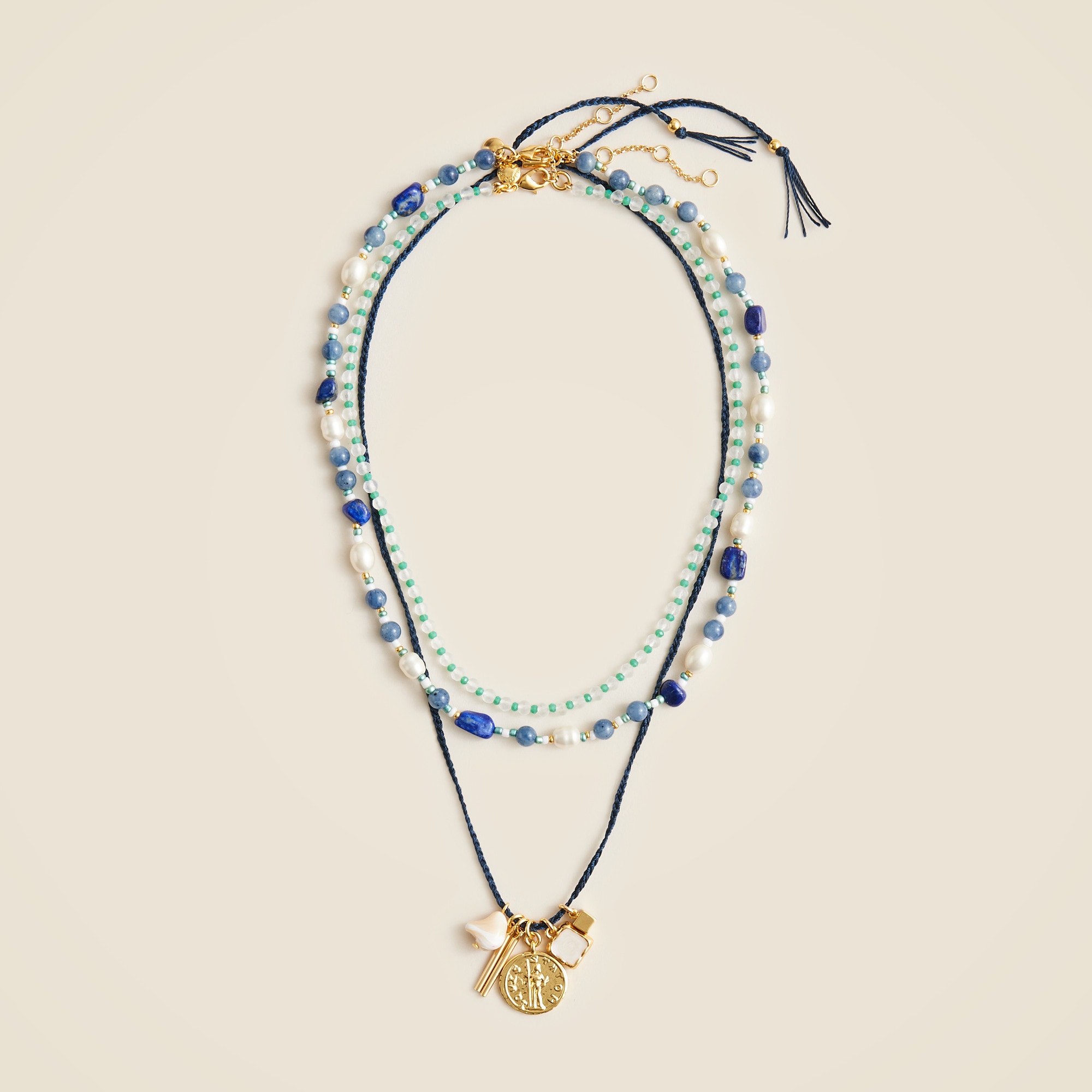  Beaded charm layered necklace