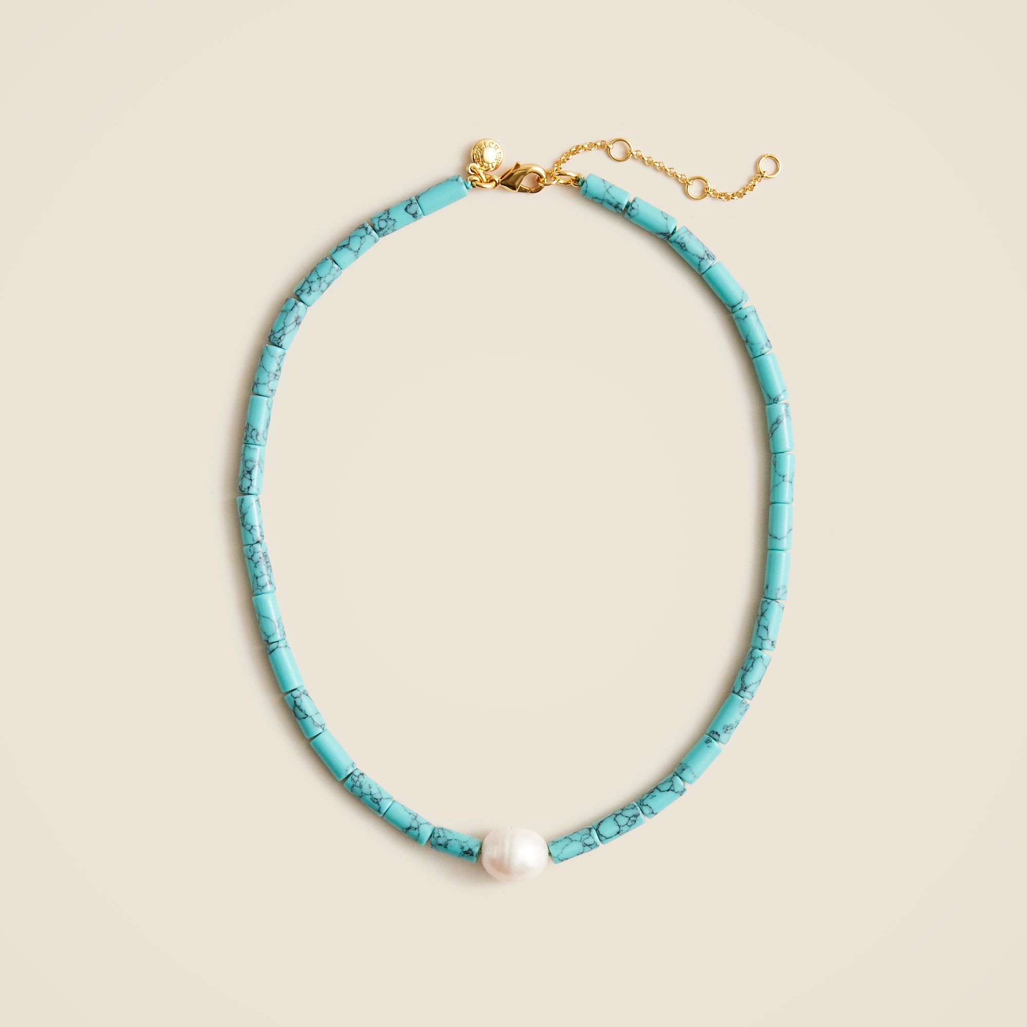 Turquoise bead freshwater pearl necklace