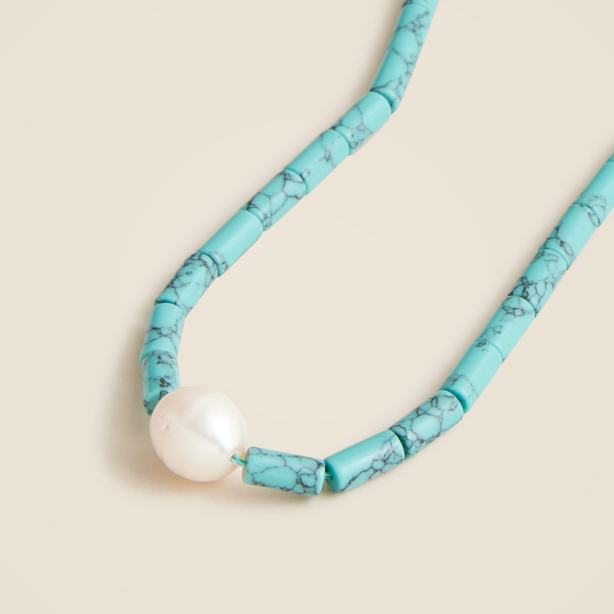 Turquoise bead freshwater pearl necklace
