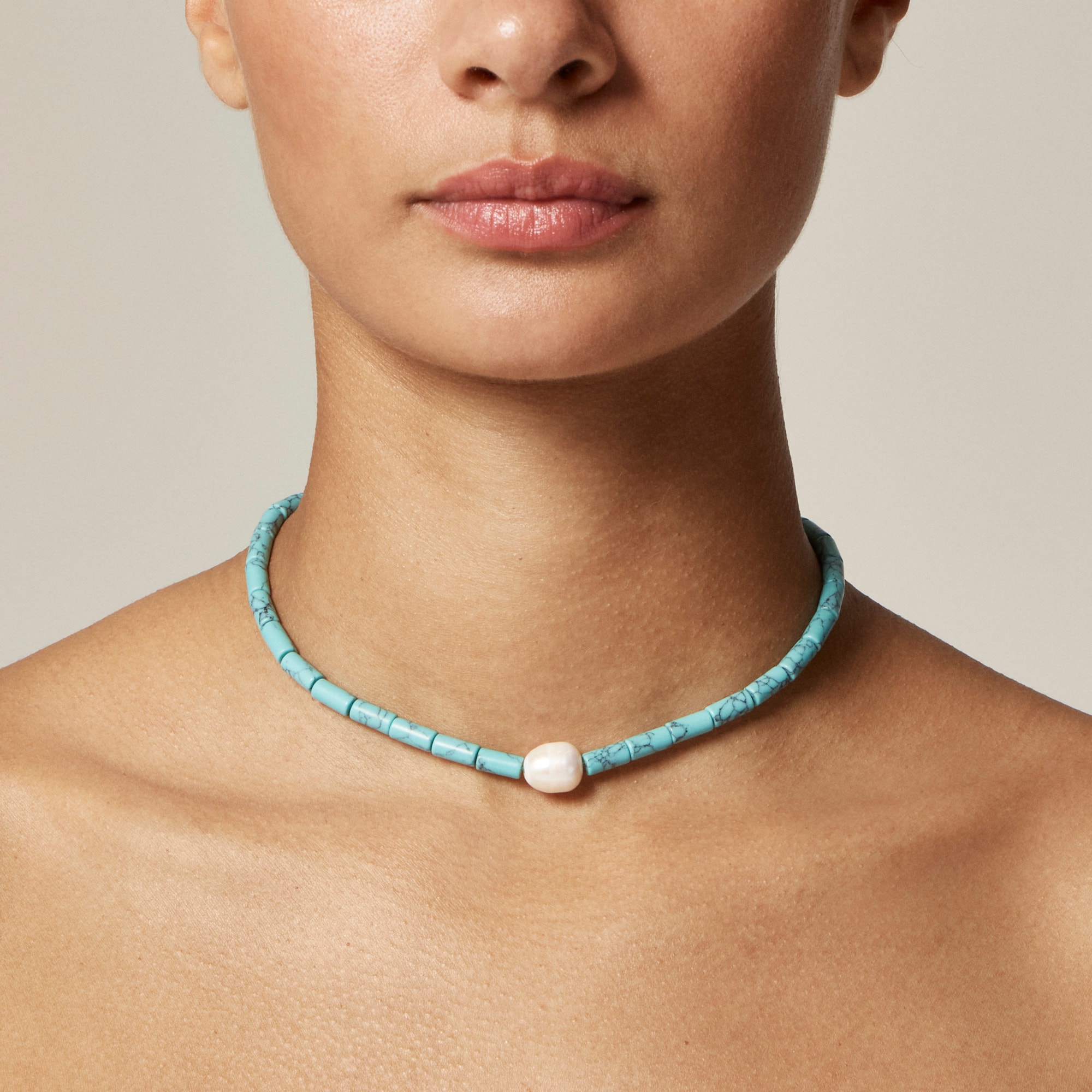 Turquoise bead freshwater pearl necklace