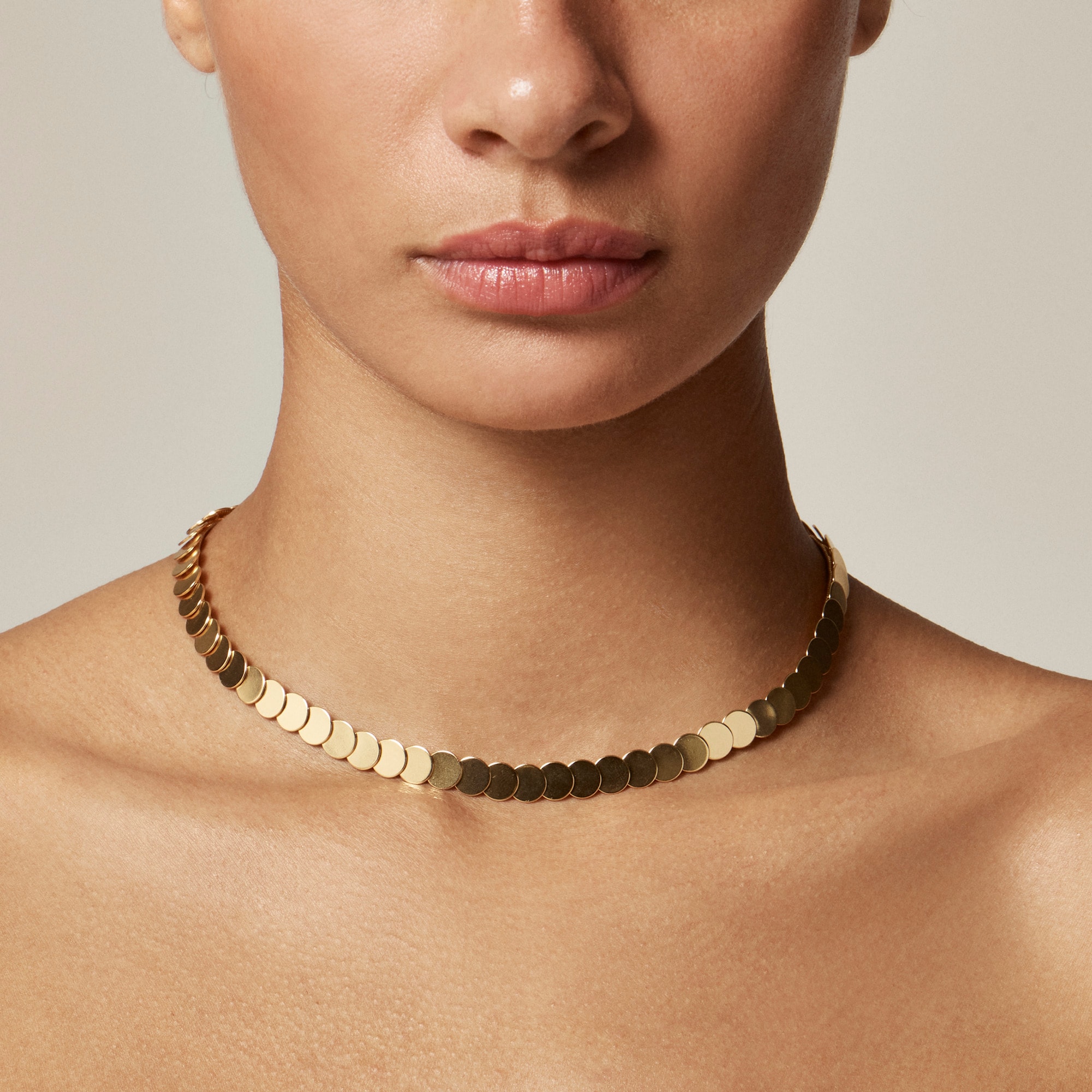womens Metallic disk necklace