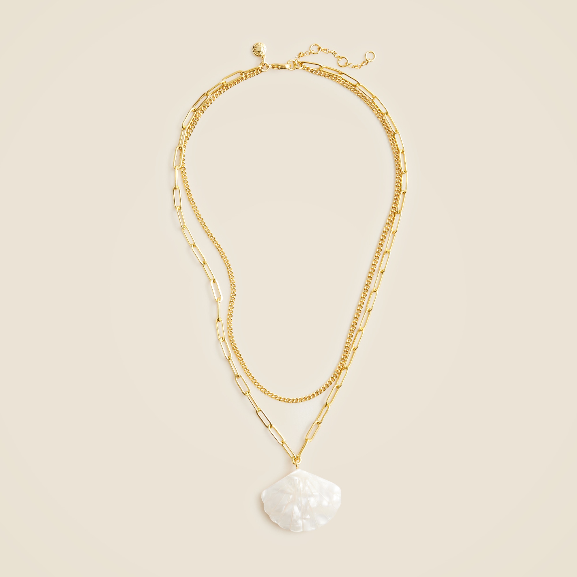 womens Layered shell pendant necklace