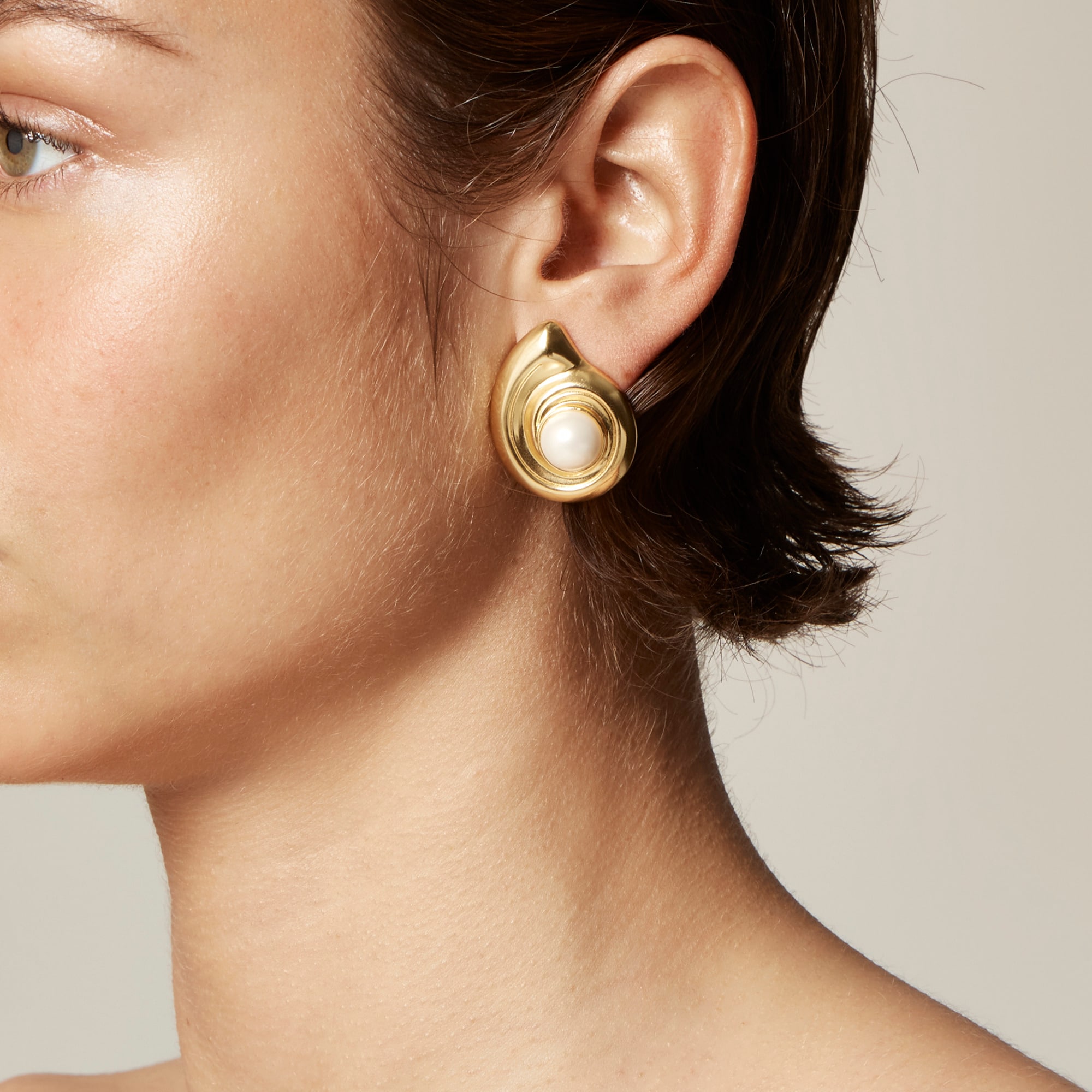 womens Shell earrings with inset pearls