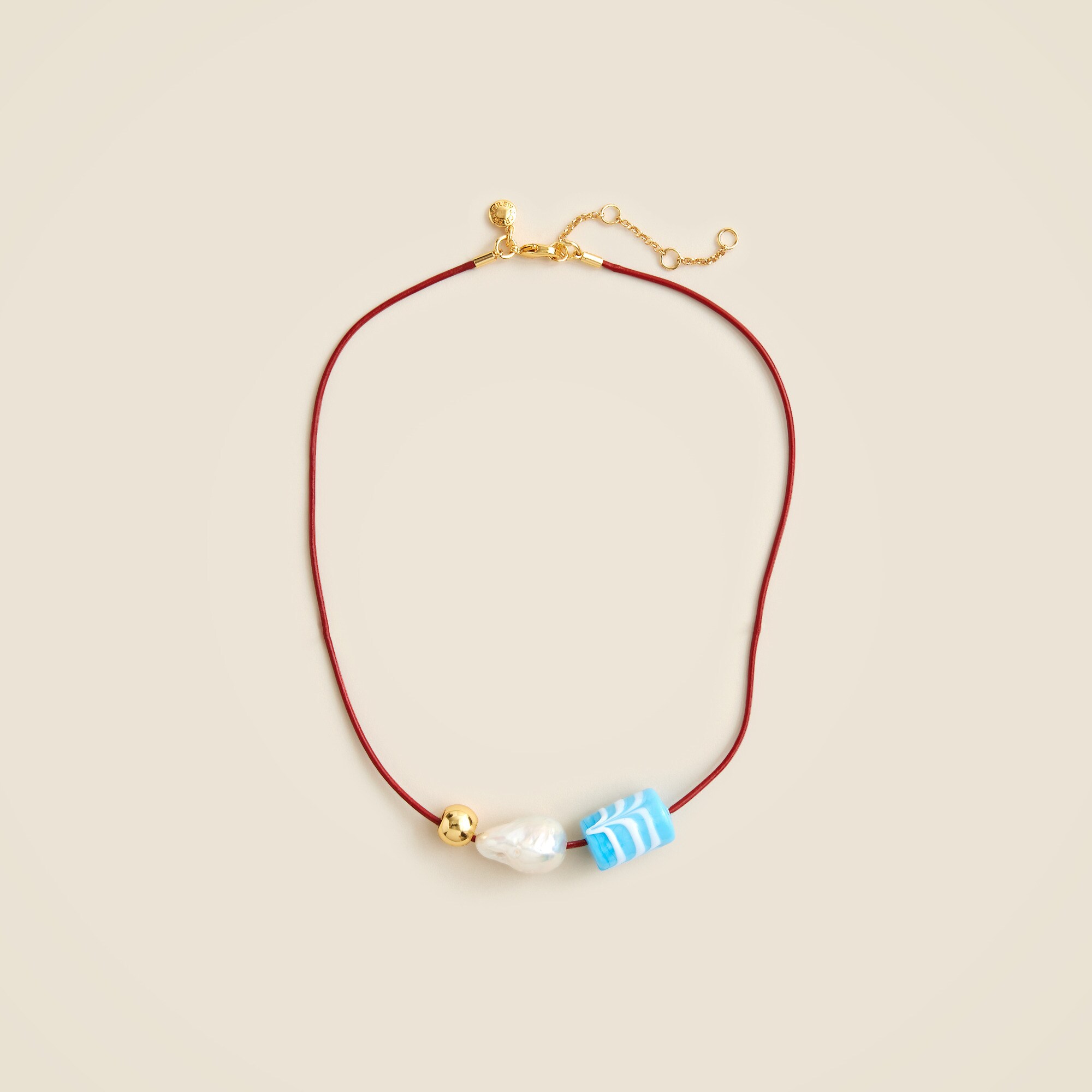 Beaded leather cord necklace