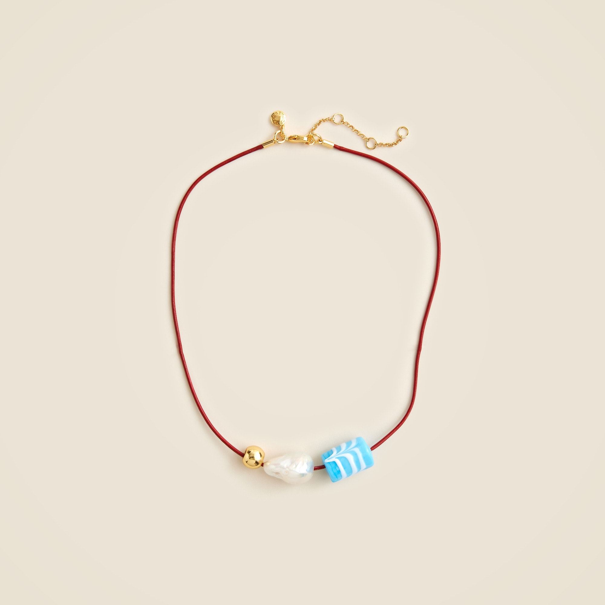 Beaded leather cord necklace