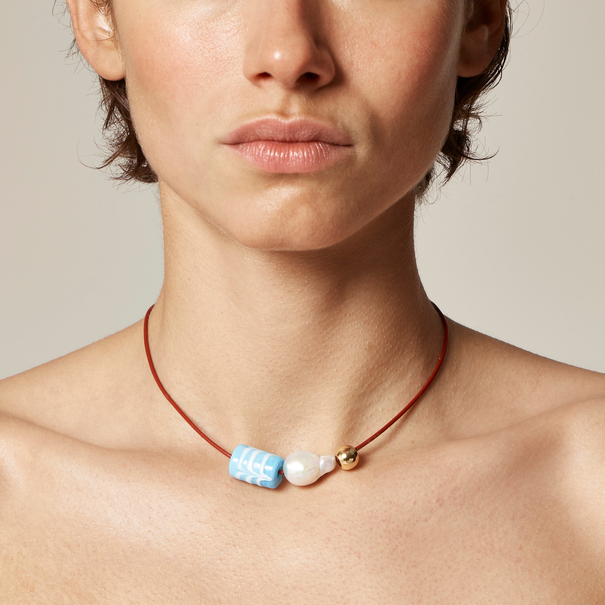 womens Beaded leather cord necklace