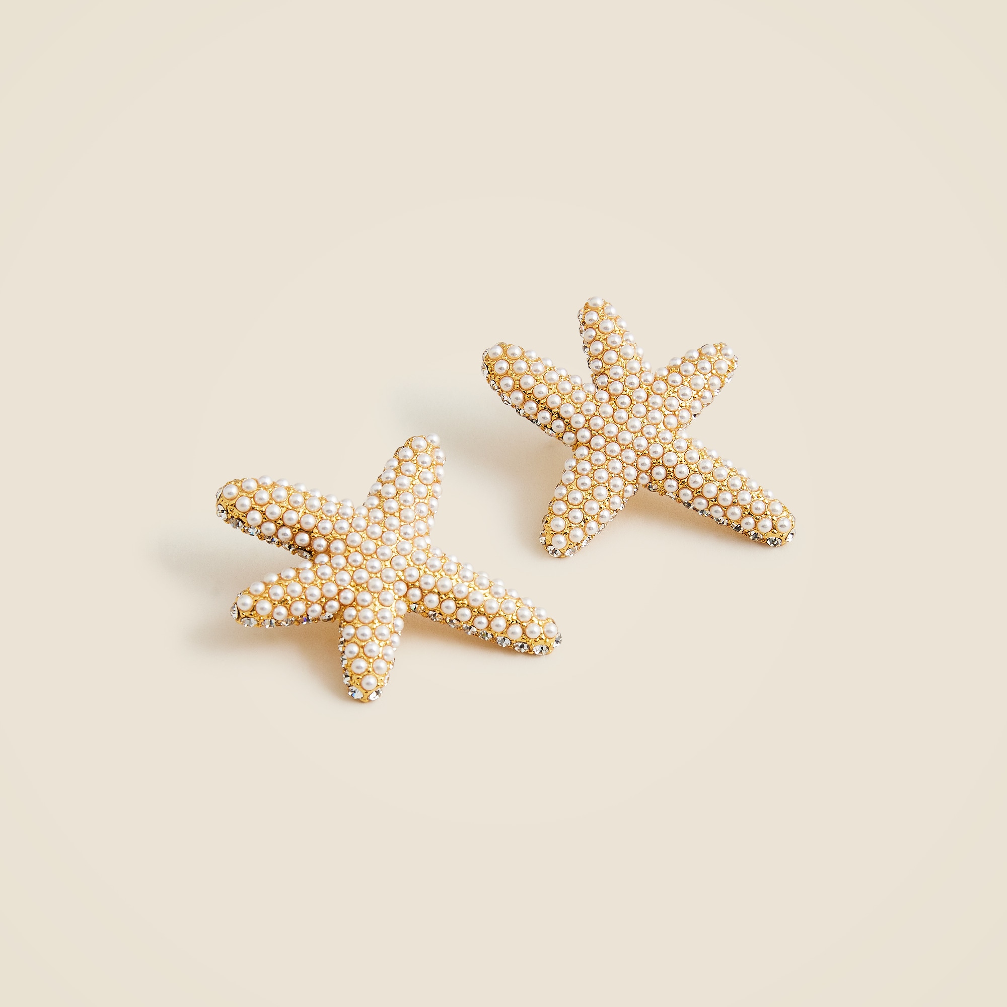 Starfish stud earrings with pavé crystals