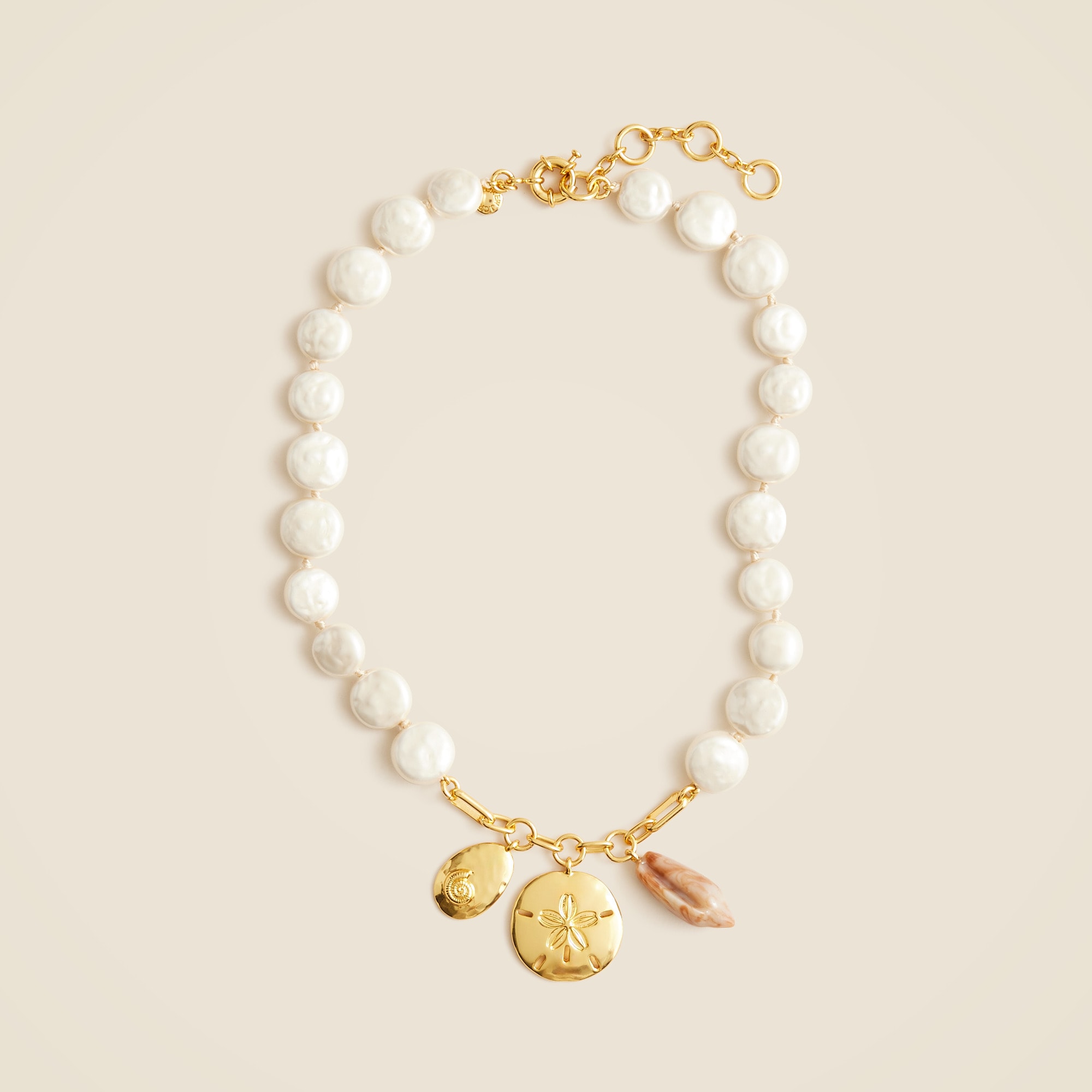 TATIANA ♥ Gold Dot Freshwater Pearl Necklace/追跡付 Nautical Pearl Charm Necklace For Women | J.Crew