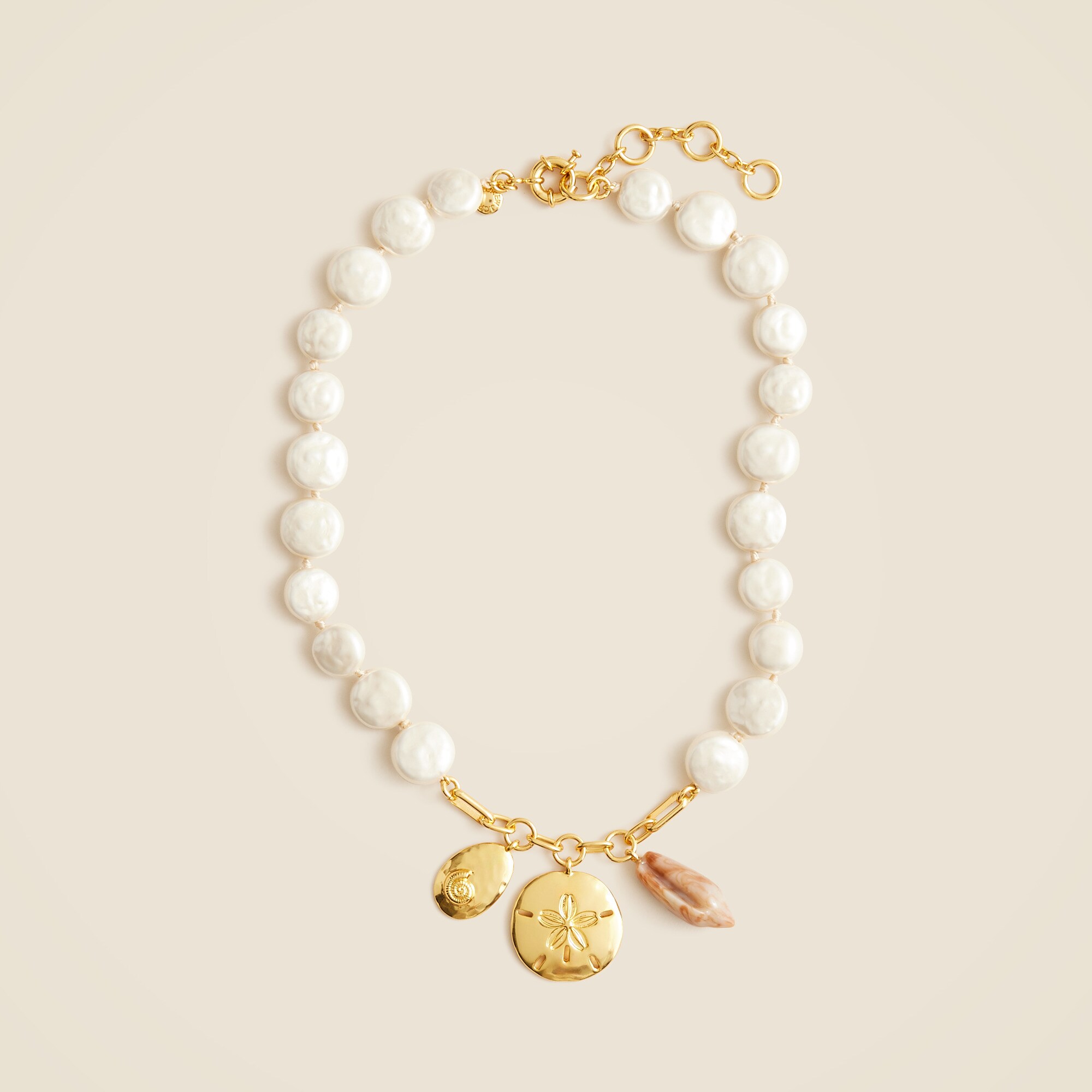 Nautical pearl charm necklace