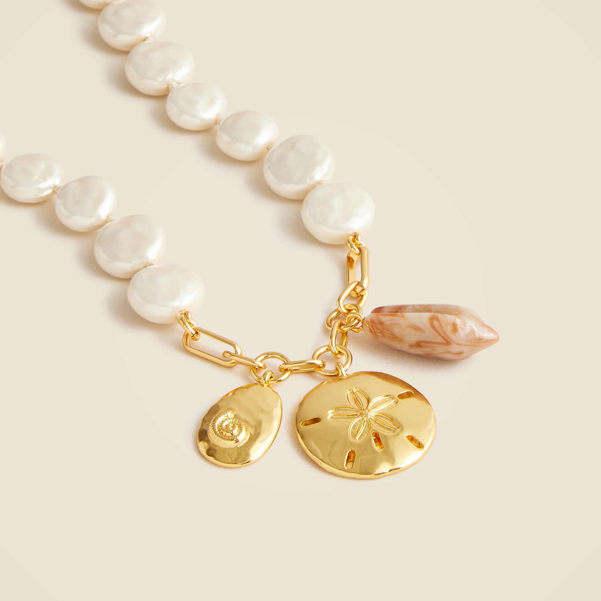 Nautical pearl charm necklace