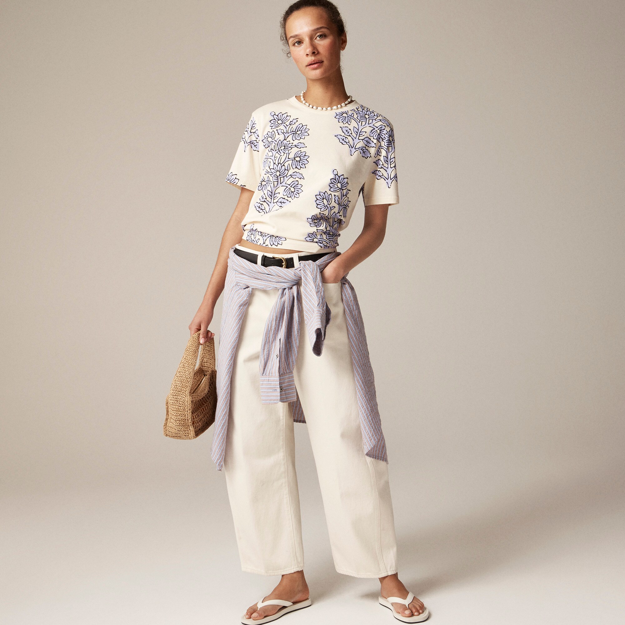  Broken-in jersey T-shirt in blooming lilac block print