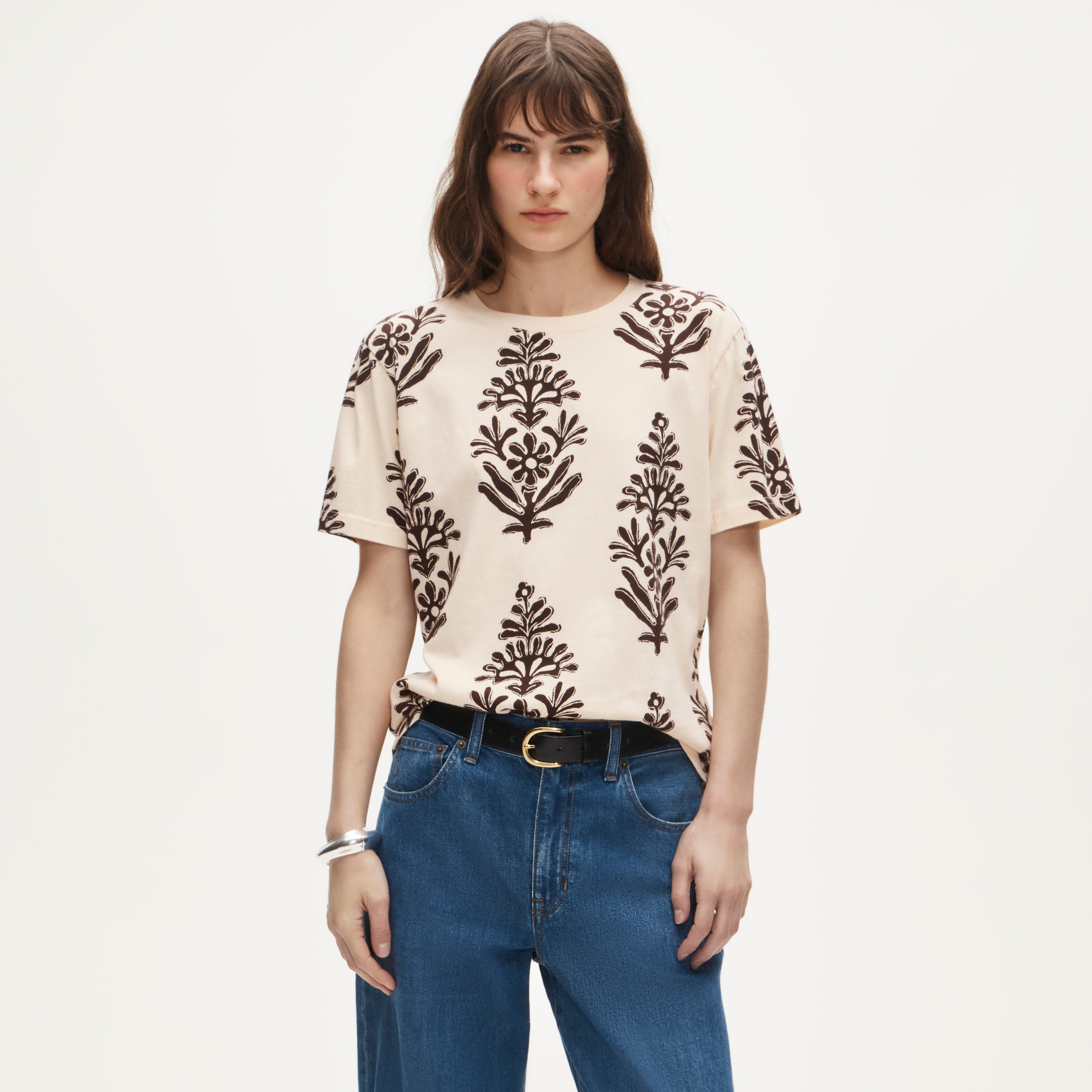 Broken-in Jersey T-shirt In Blooming Lilac Block Print For Women