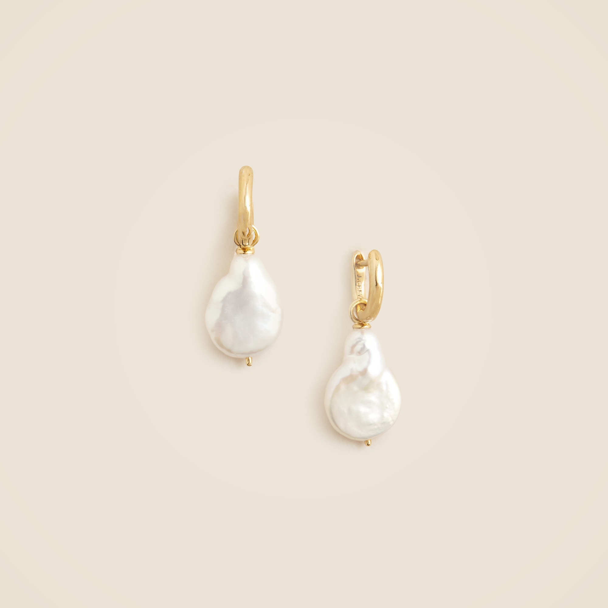 womens Gold vermeil freshwater pearl hoop earrings