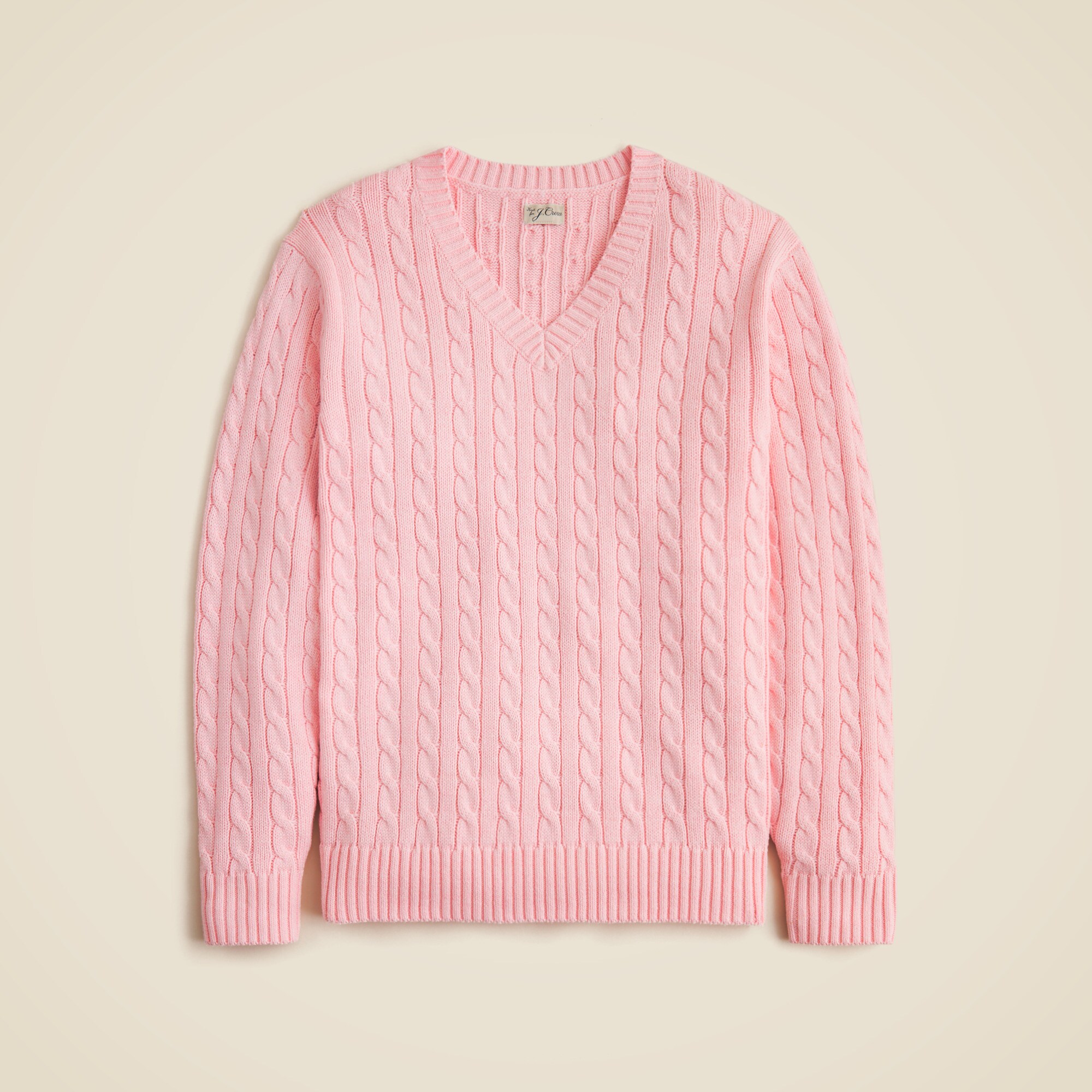 Cotton cable-knit V-neck sweater