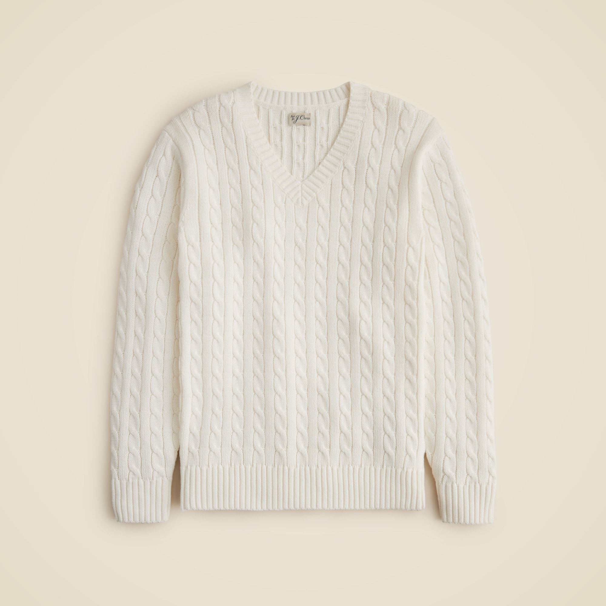 Cotton cable-knit V-neck sweater