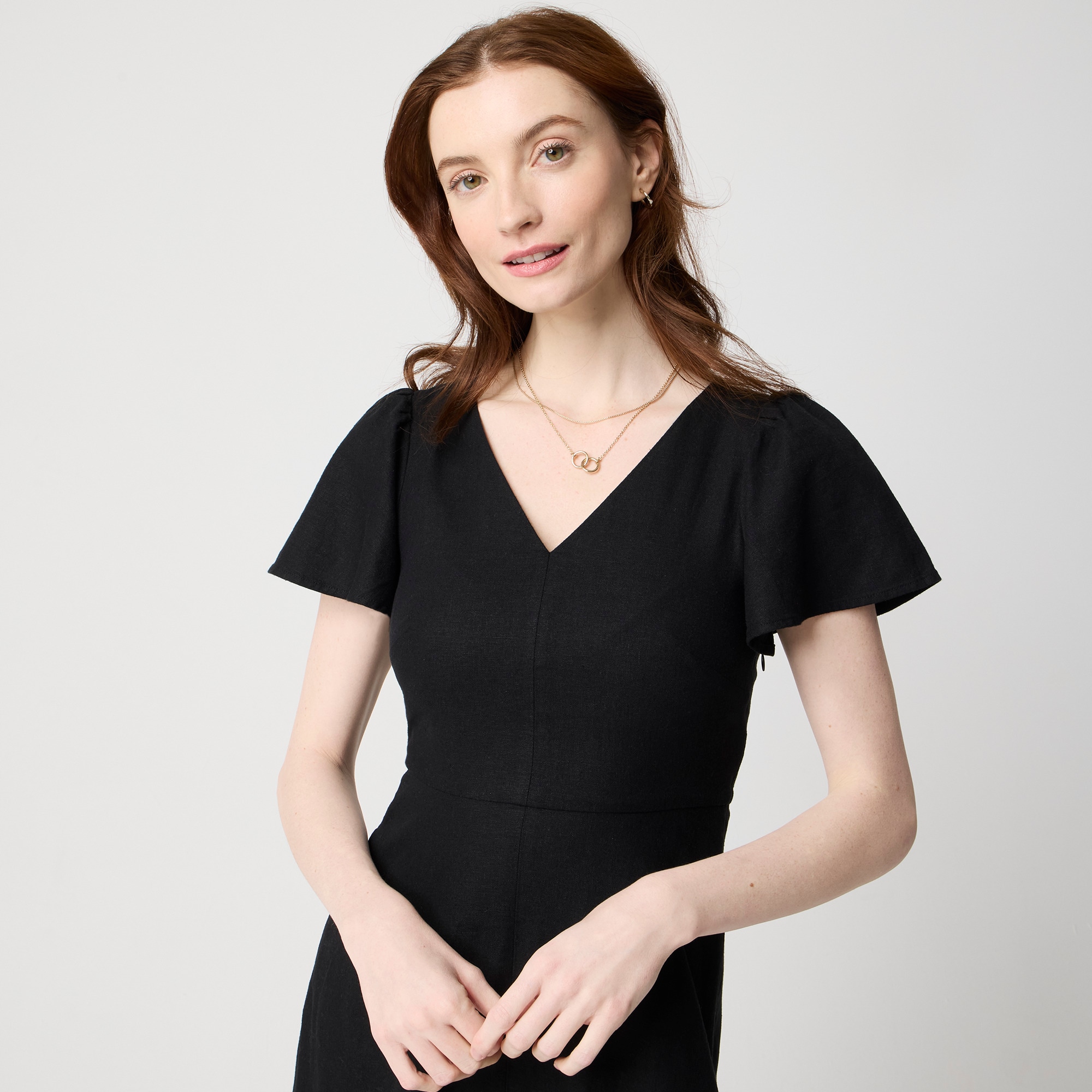 Linen-blend midi dress