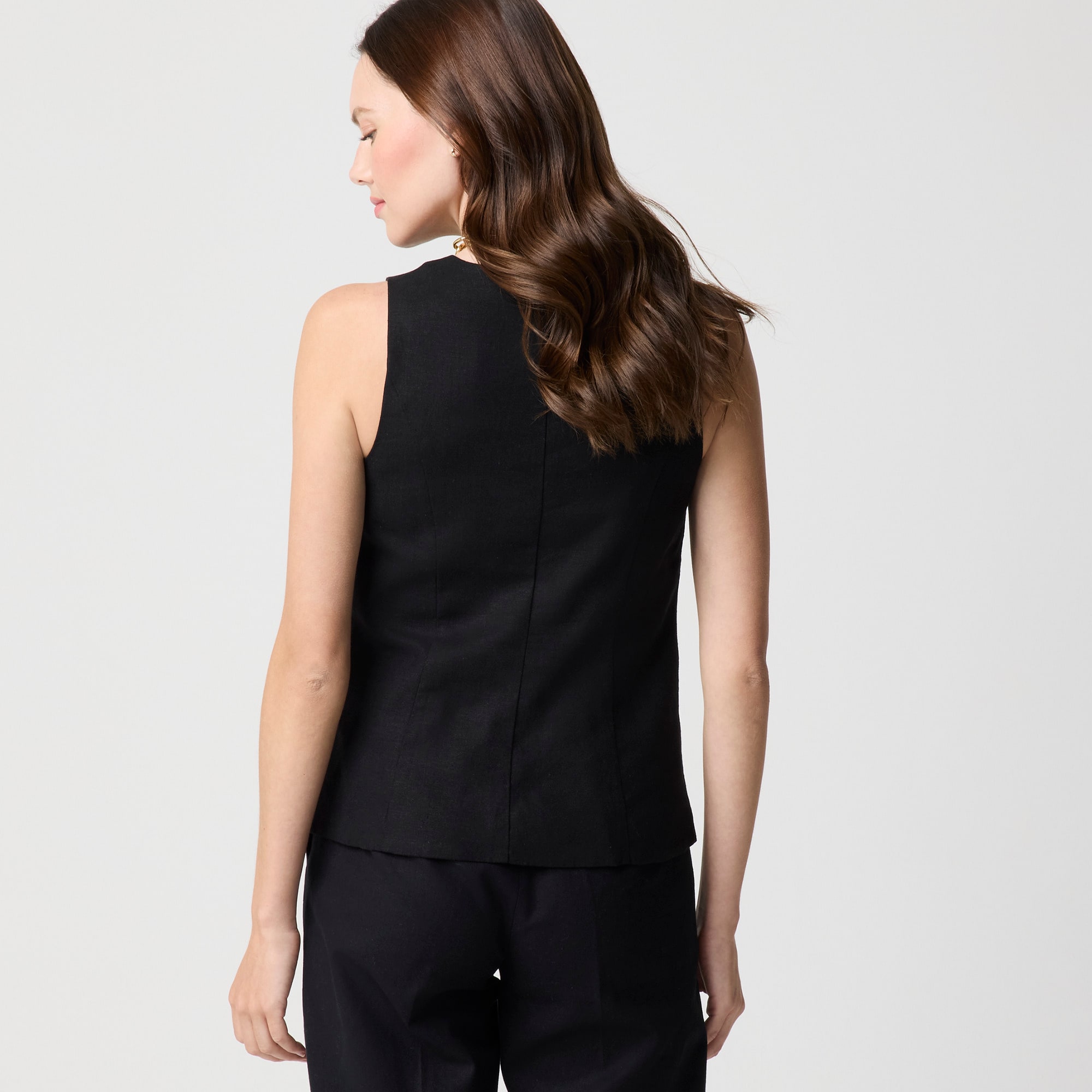 Linen-blend button-front vest