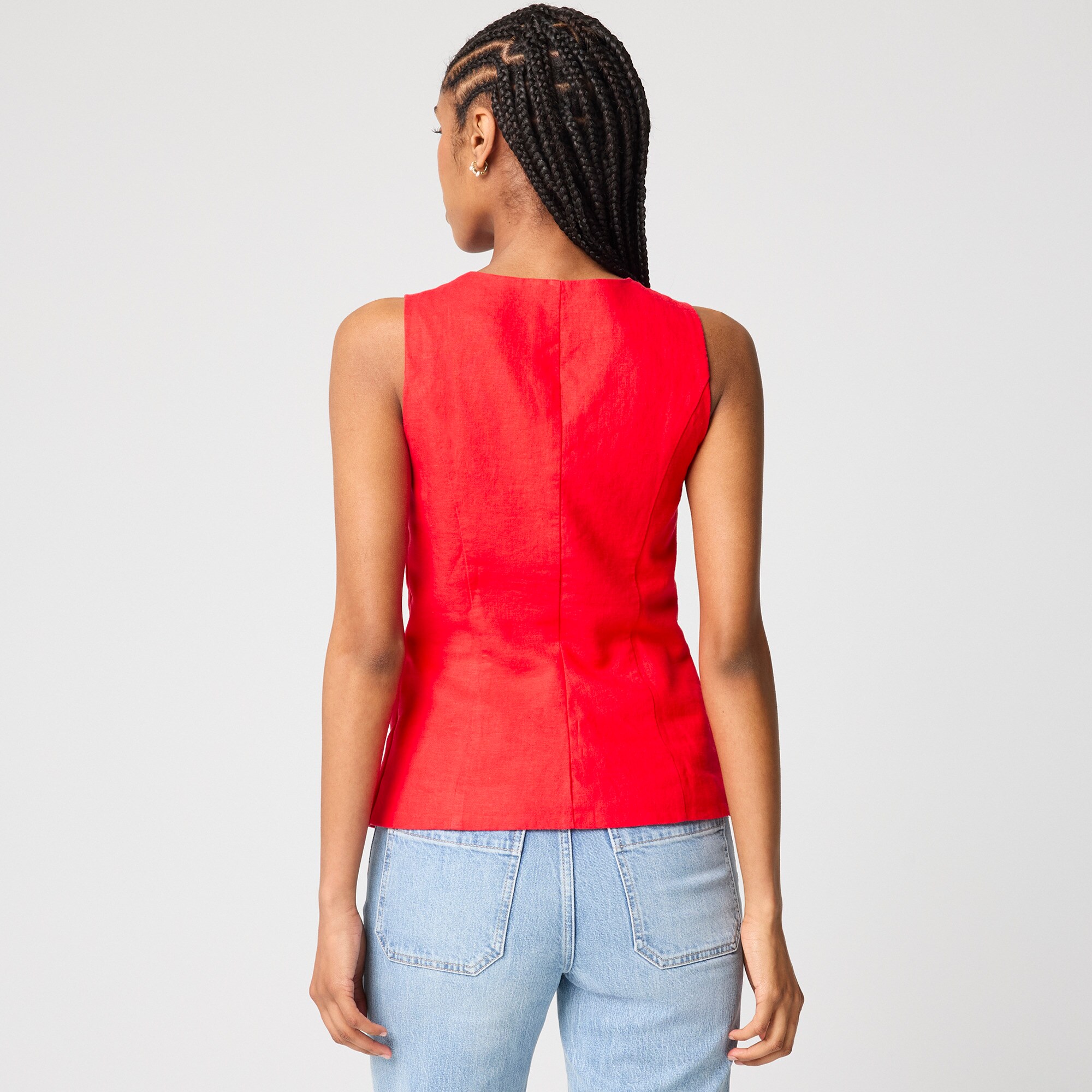 Linen-blend button-front vest