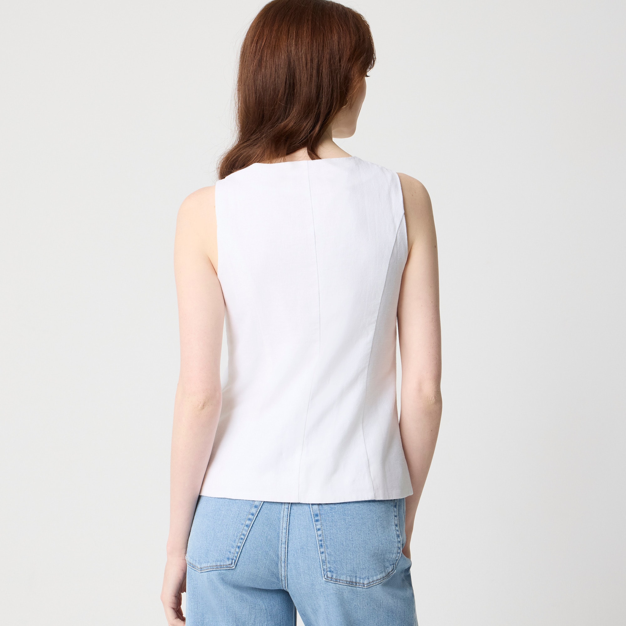 Linen-blend button-front vest