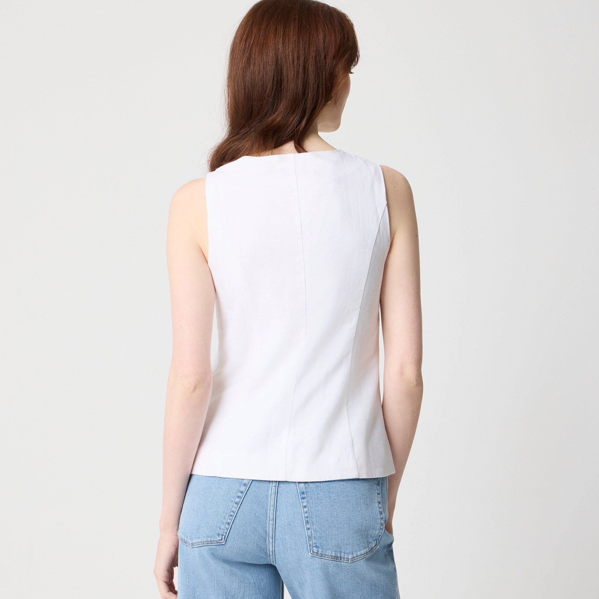 Linen-blend button-front vest