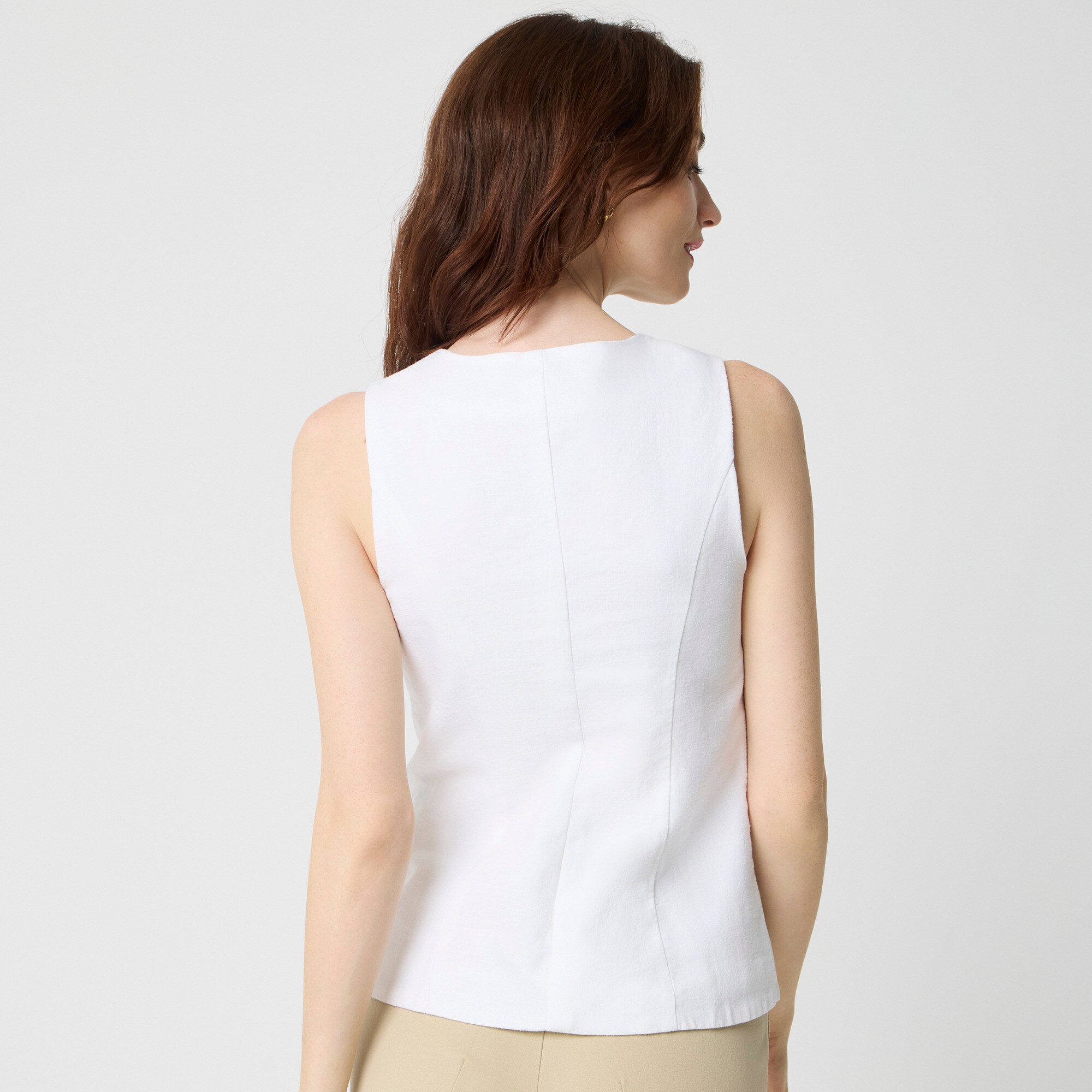 Linen-blend button-front vest