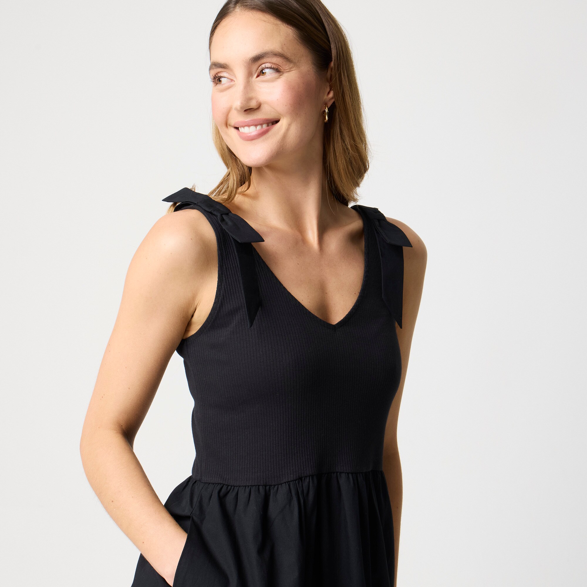 Bow-strap knit mixy dress