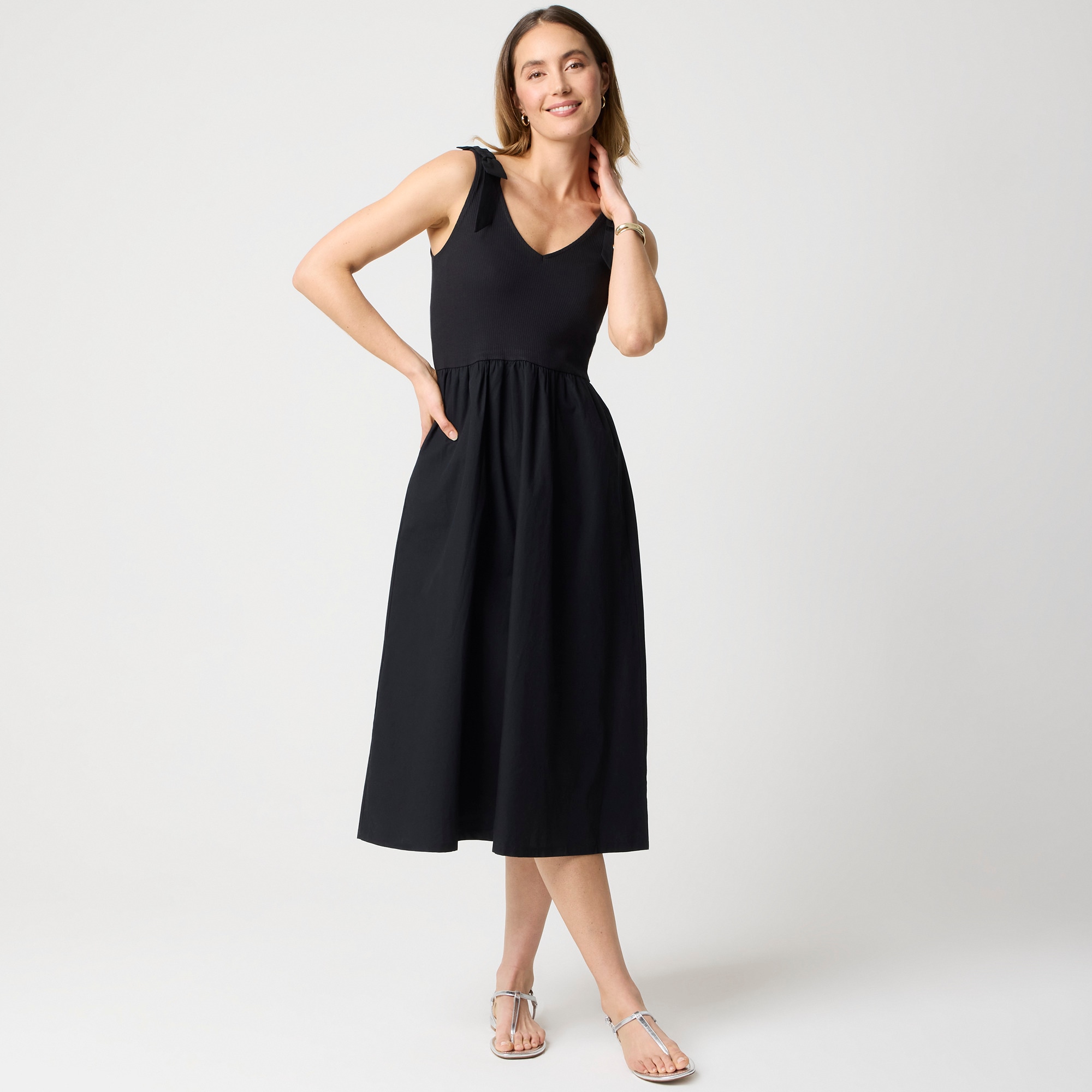  Bow-strap knit mixy dress