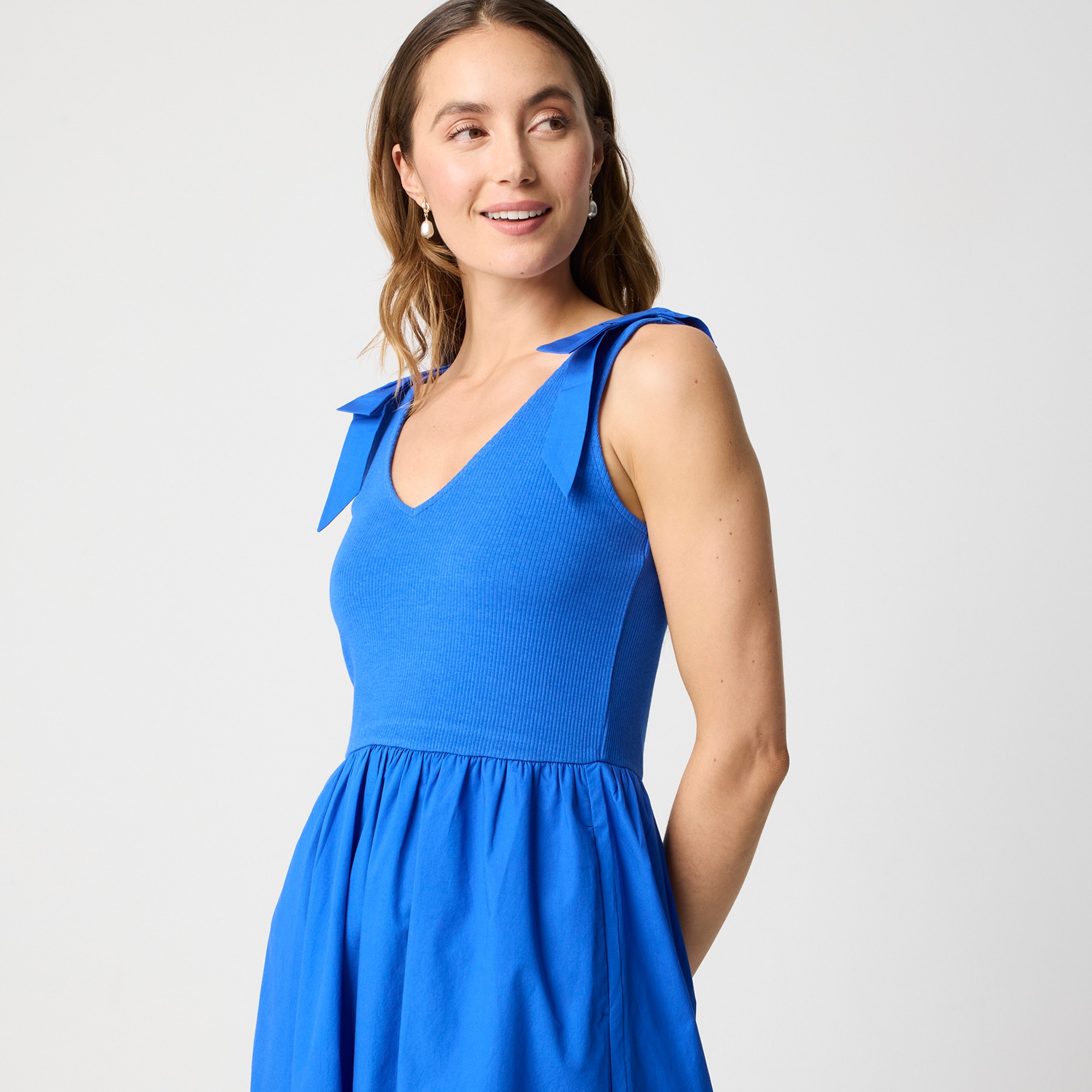 Bow-strap knit mixy dress