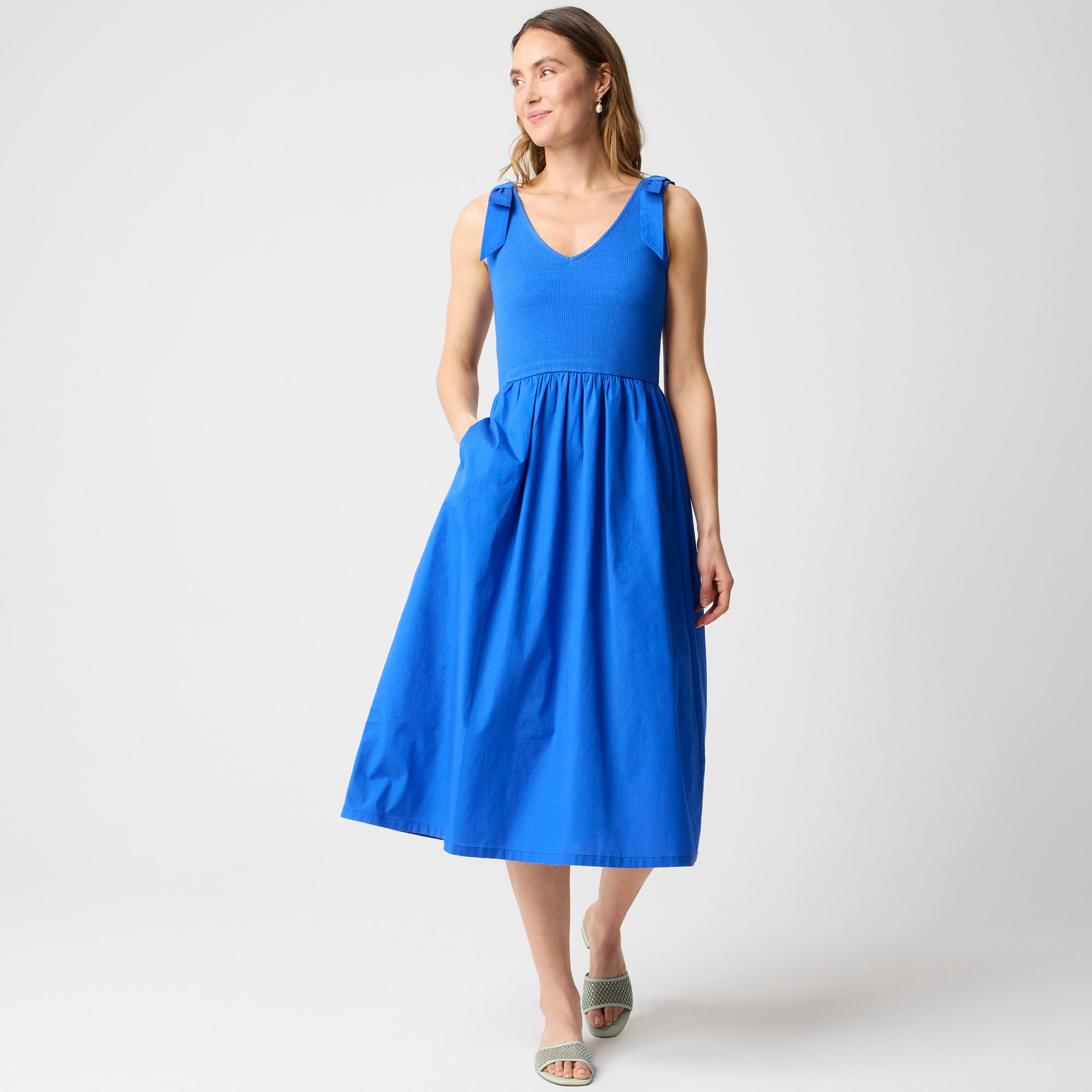  Bow-strap knit mixy dress