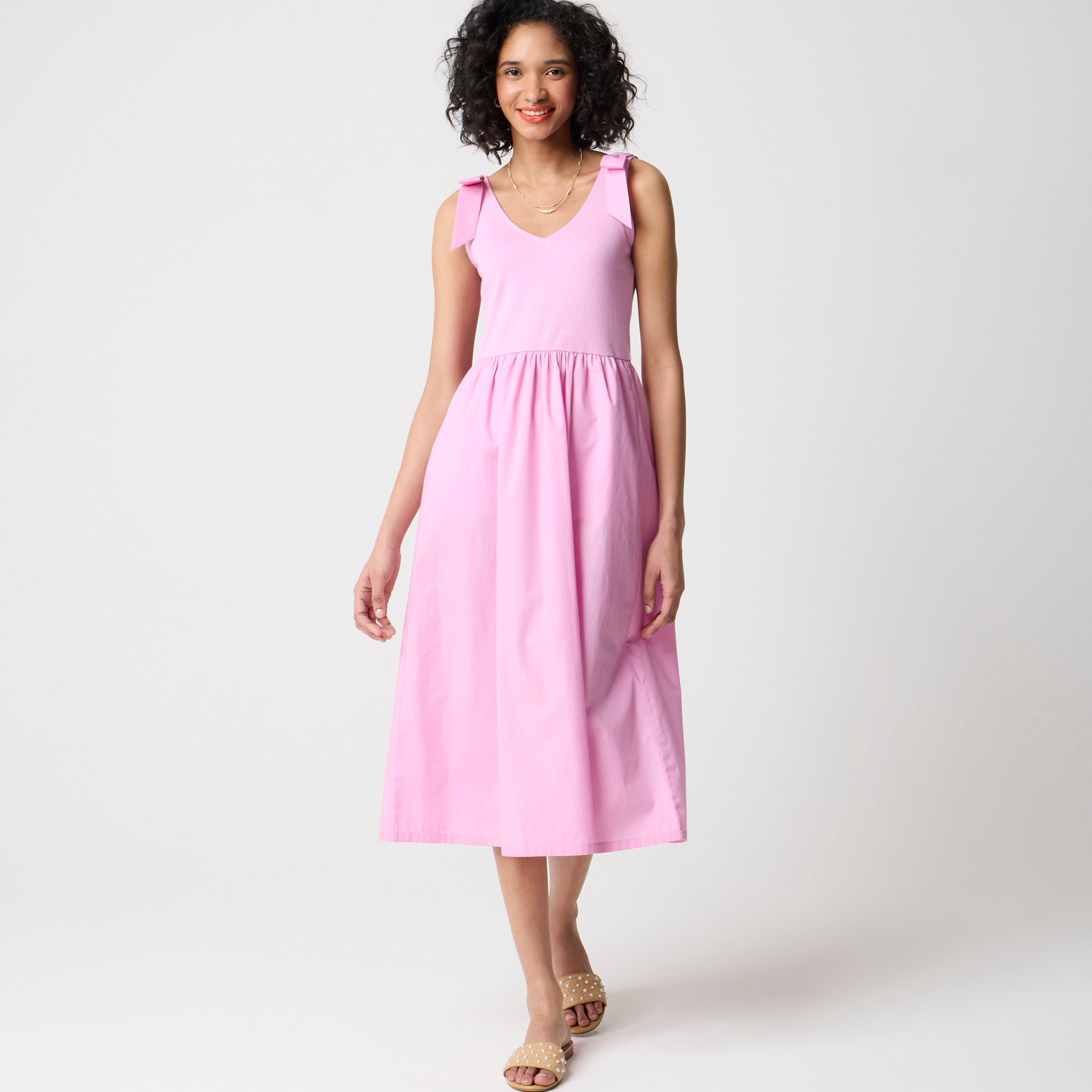 womens Bow-strap knit mixy dress