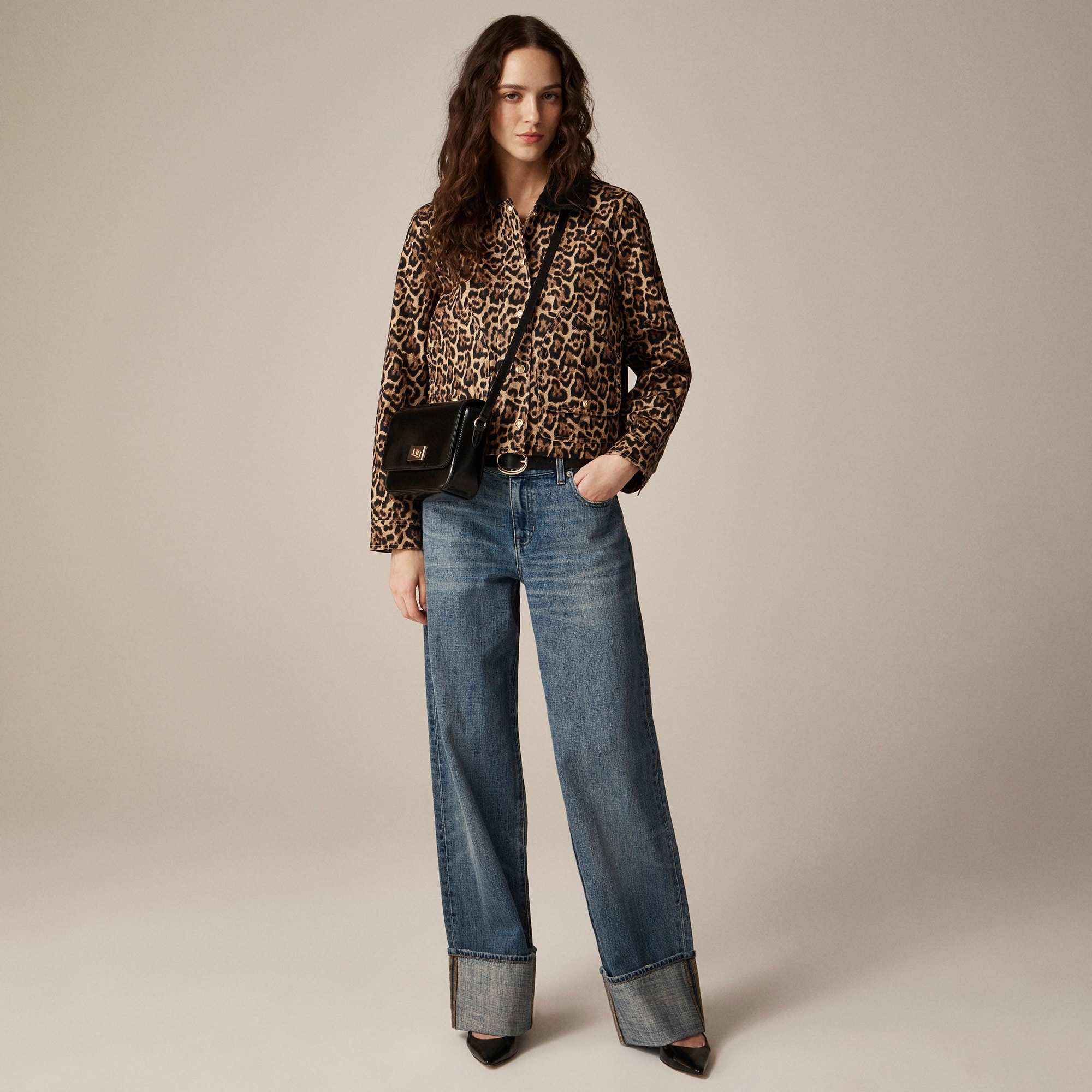 womens Short Barn Jacket&trade; in leopard cotton canvas