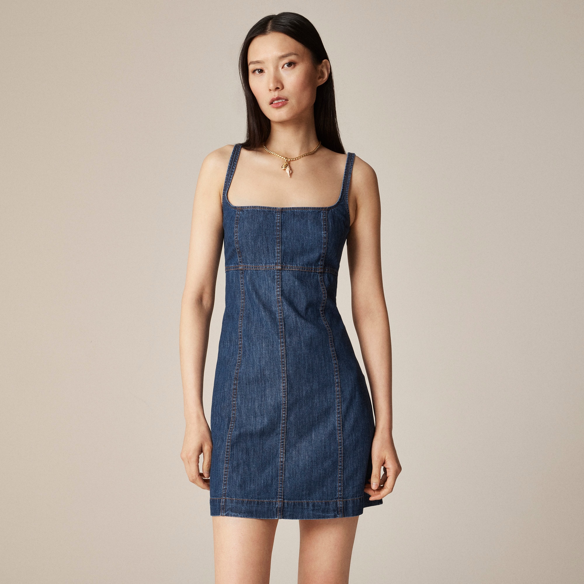 womens Seamed mini dress in chambray