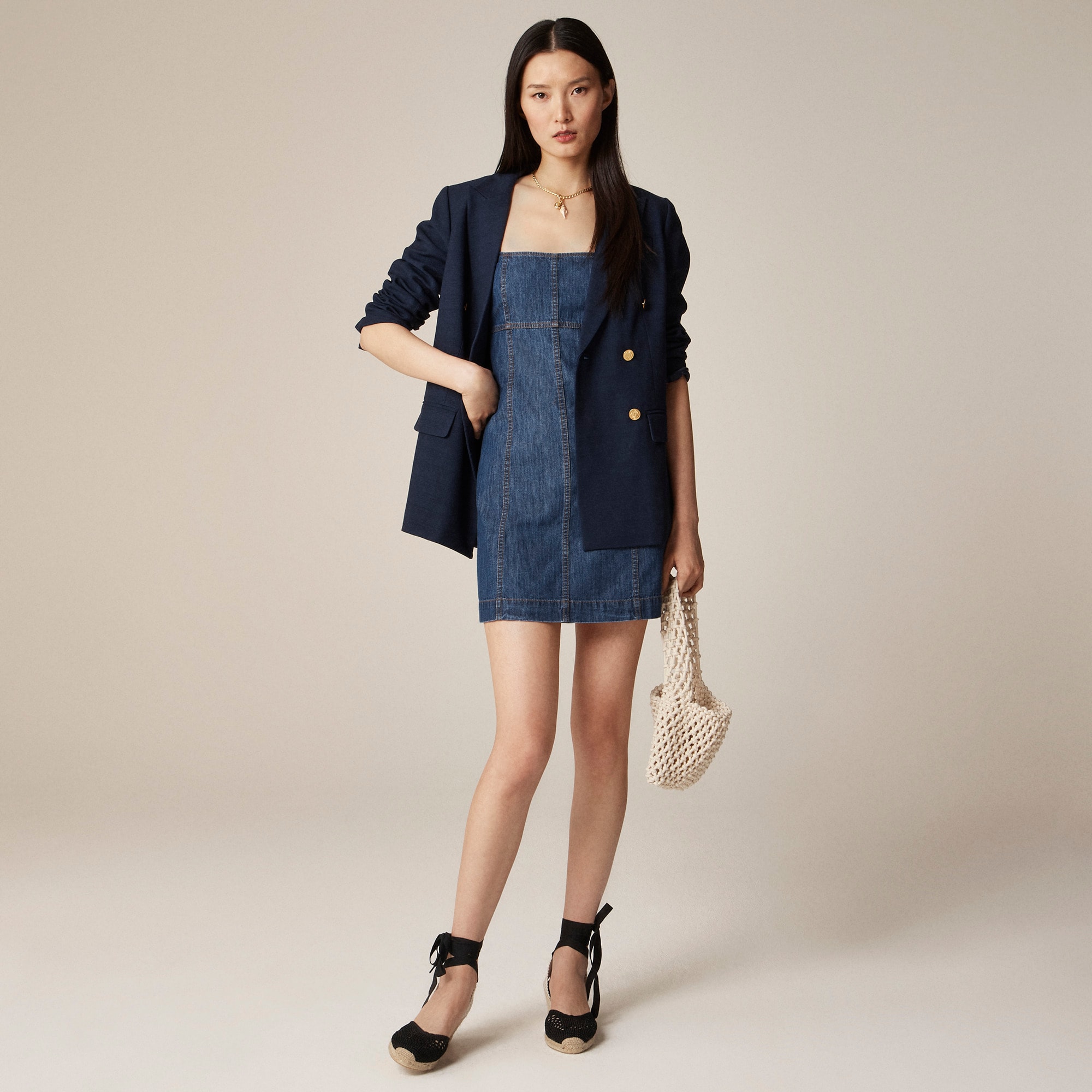 j.crew: seamed mini dress in chambray for women