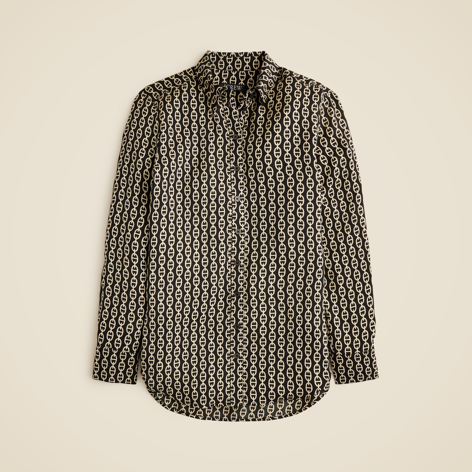 Drapey Button-up Shirt In Chain-print Viscose Twill For