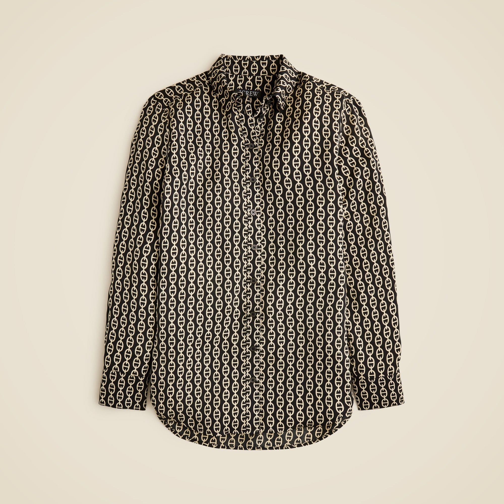 Drapey button-up shirt in chain-print viscose twill