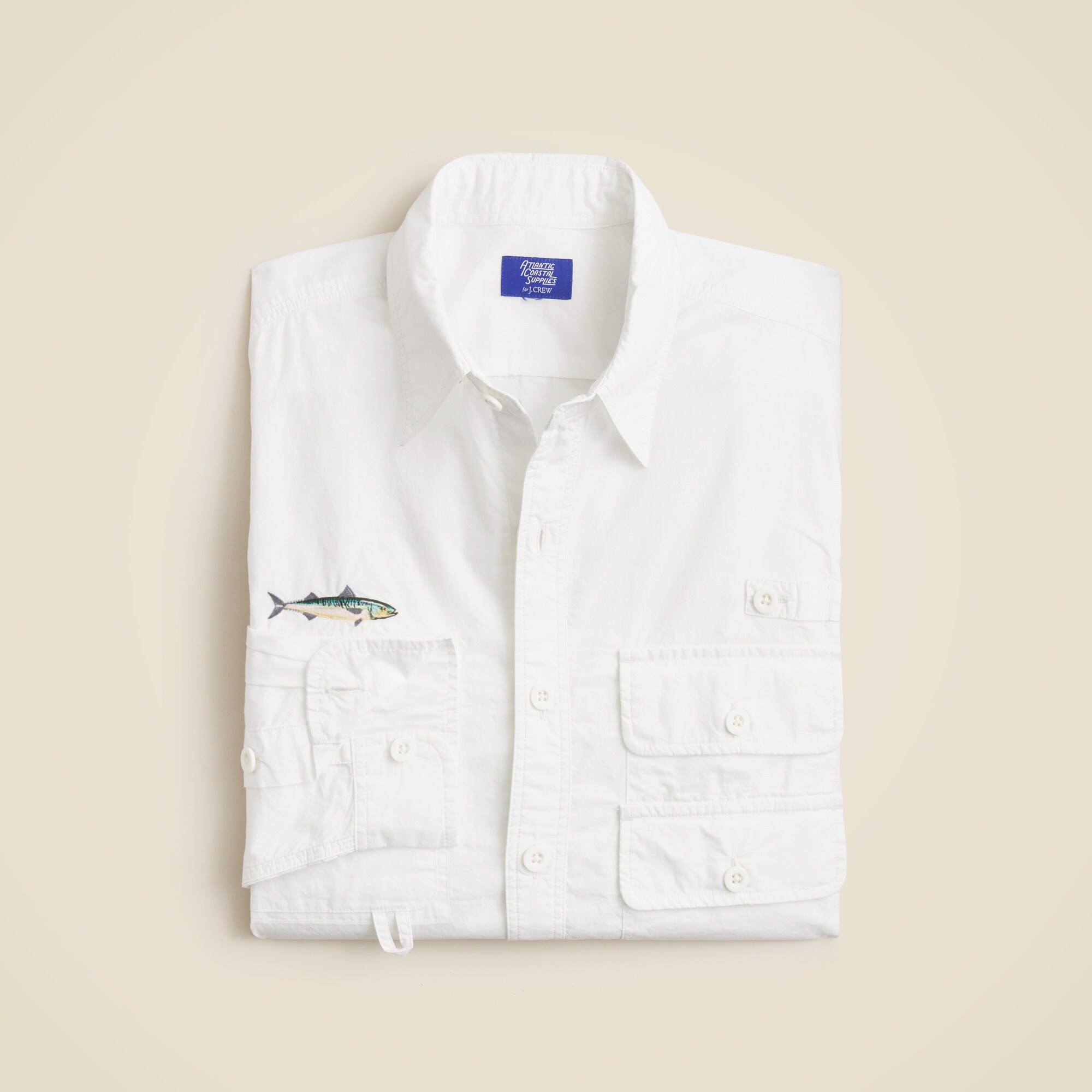 Atlantic Coastal Supplies X J.Crew cotton poplin fishing shirt